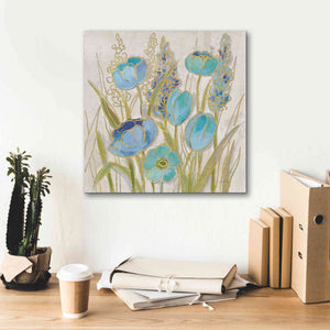 'Opalescent Floral II Blue' by Silvia Vassileva, Canvas Wall Art,18 x 18