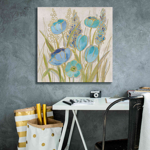Image of 'Opalescent Floral II Blue' by Silvia Vassileva, Canvas Wall Art,26 x 26