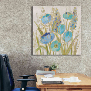 'Opalescent Floral II Blue' by Silvia Vassileva, Canvas Wall Art,37 x 37