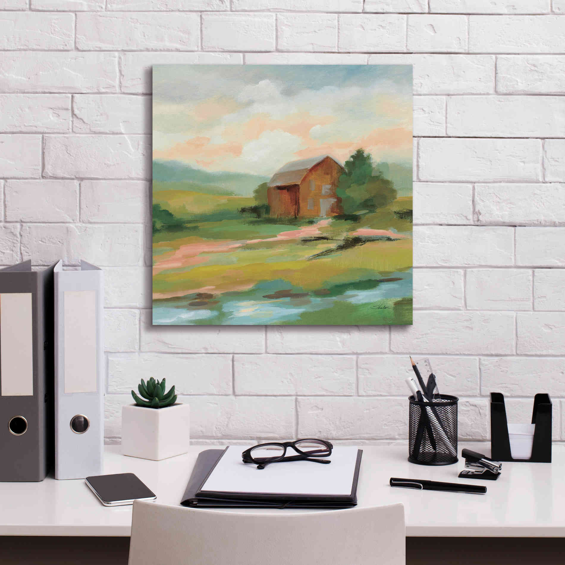 'Springtime Farm Pastel' by Silvia Vassileva, Canvas Wall Art,18 x 18