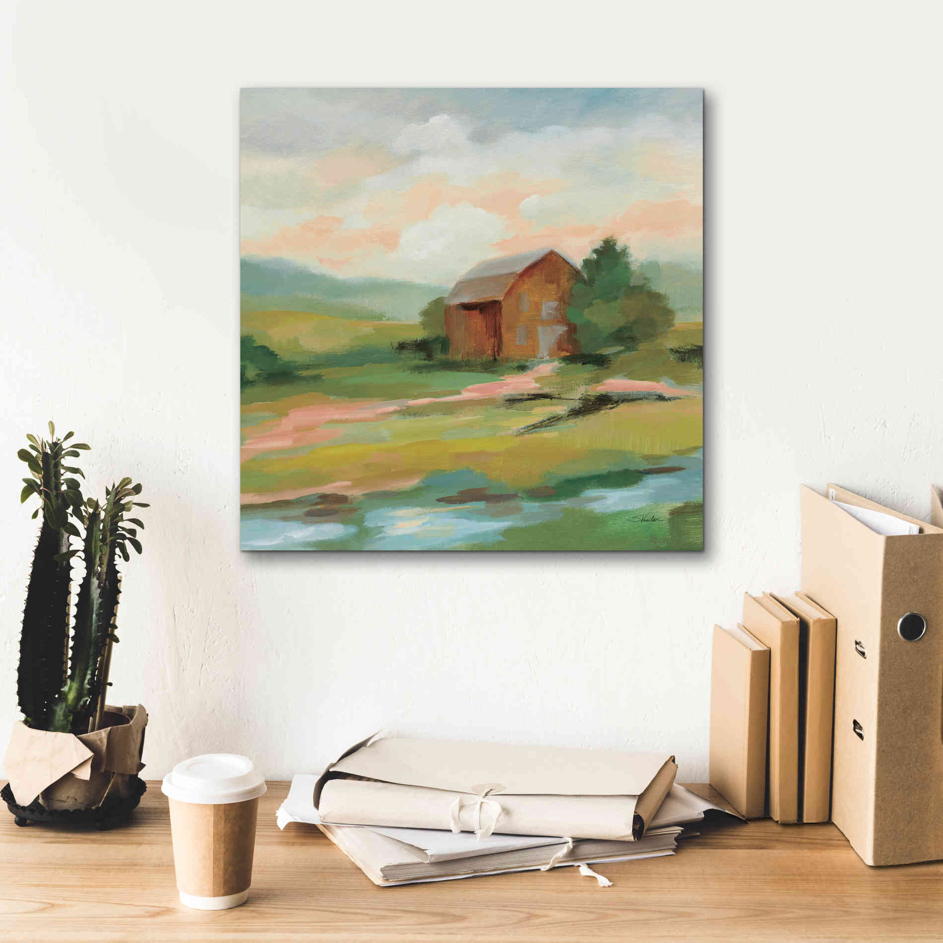 'Springtime Farm Pastel' by Silvia Vassileva, Canvas Wall Art,18 x 18