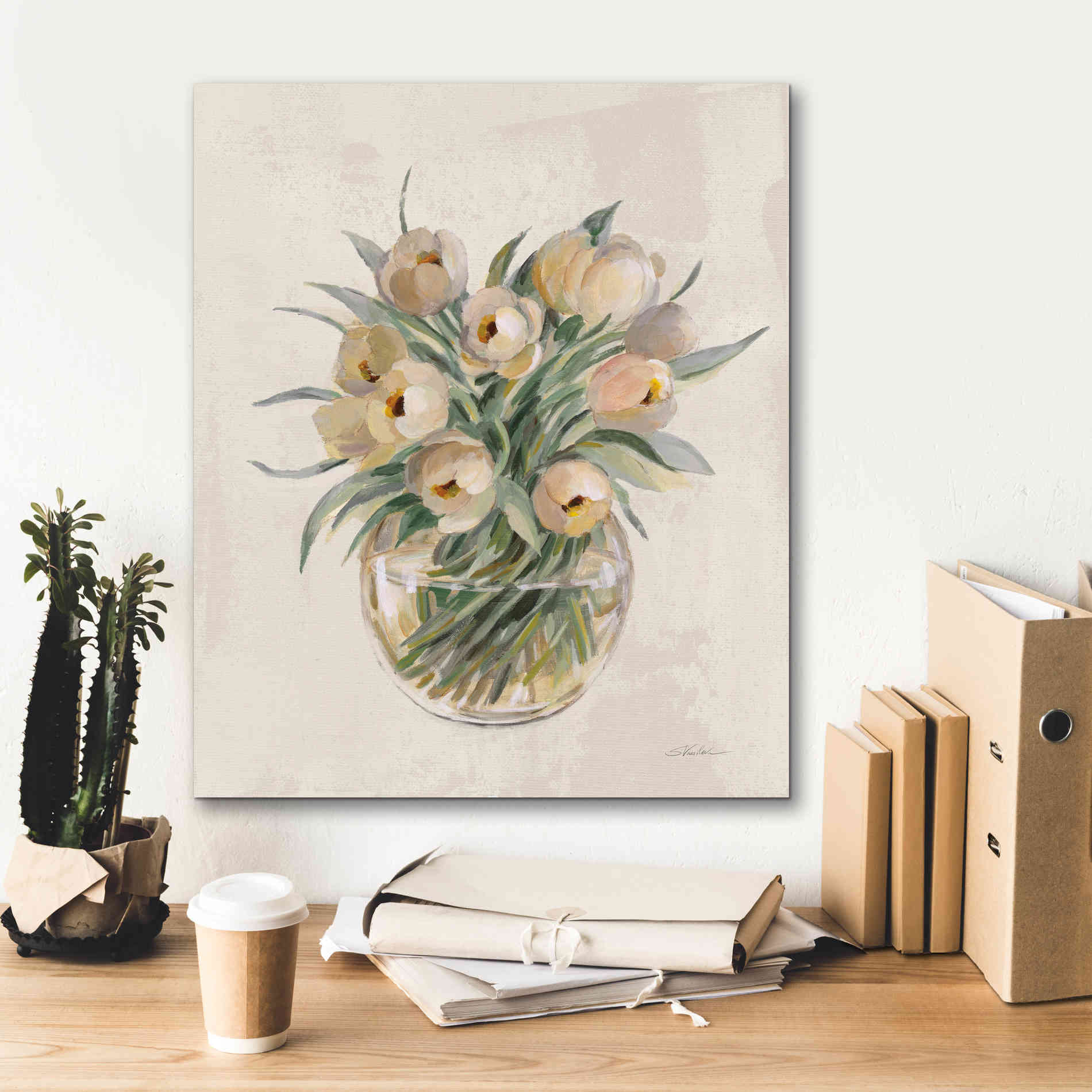 'Blush Floral Bouquet White' by Silvia Vassileva, Canvas Wall Art,20 x 24