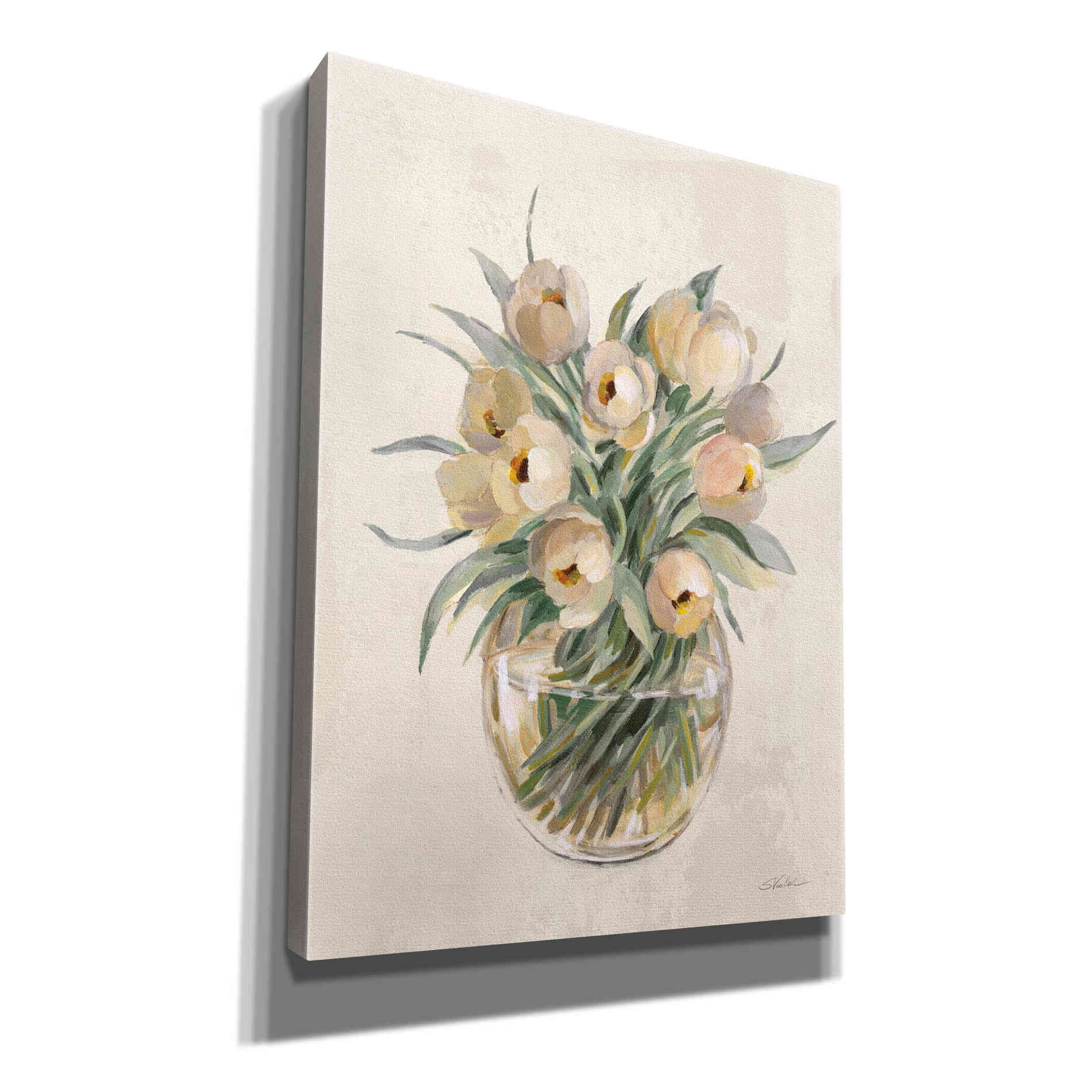 'Blush Floral Bouquet White' by Silvia Vassileva, Canvas Wall Art,12x16x1.1x0,20x24x1.1x0,26x30x1.74x0,40x54x1.74x0