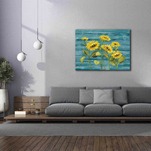 'Cottage Sunflowers Teal' by Silvia Vassileva, Canvas Wall Art,54 x 40
