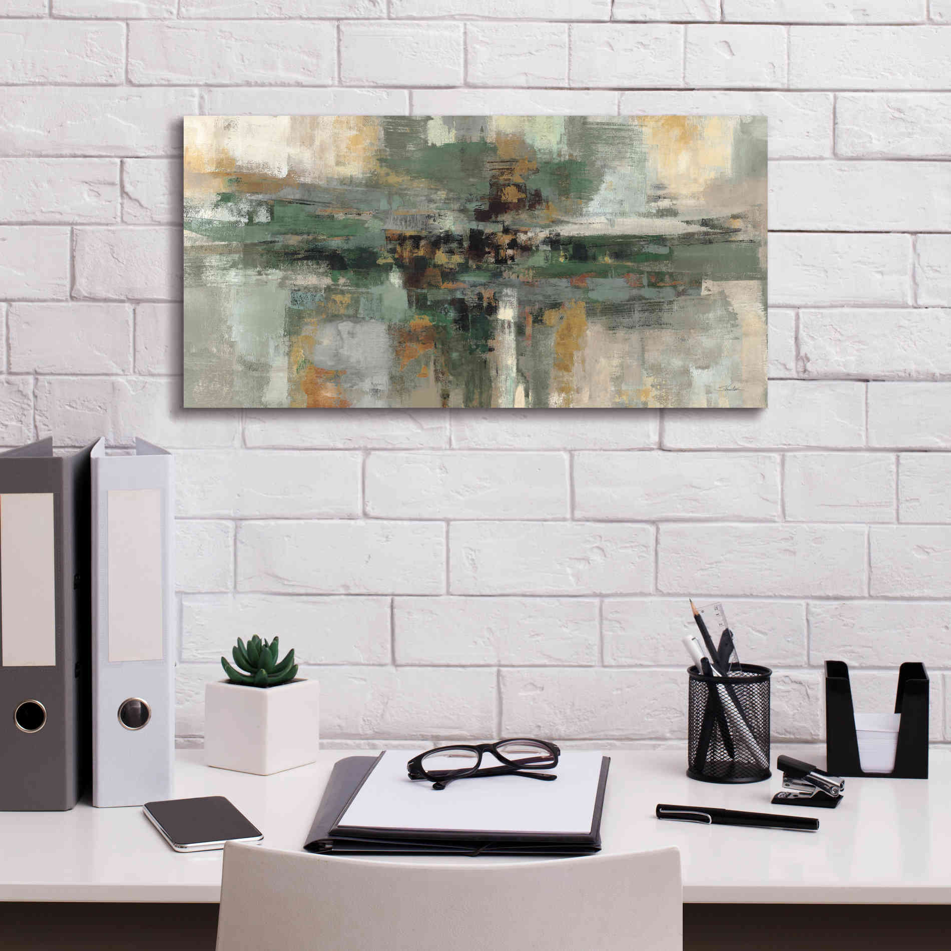 'Morning Fjord Rifle Green' by Silvia Vassileva, Canvas Wall Art,24 x 12