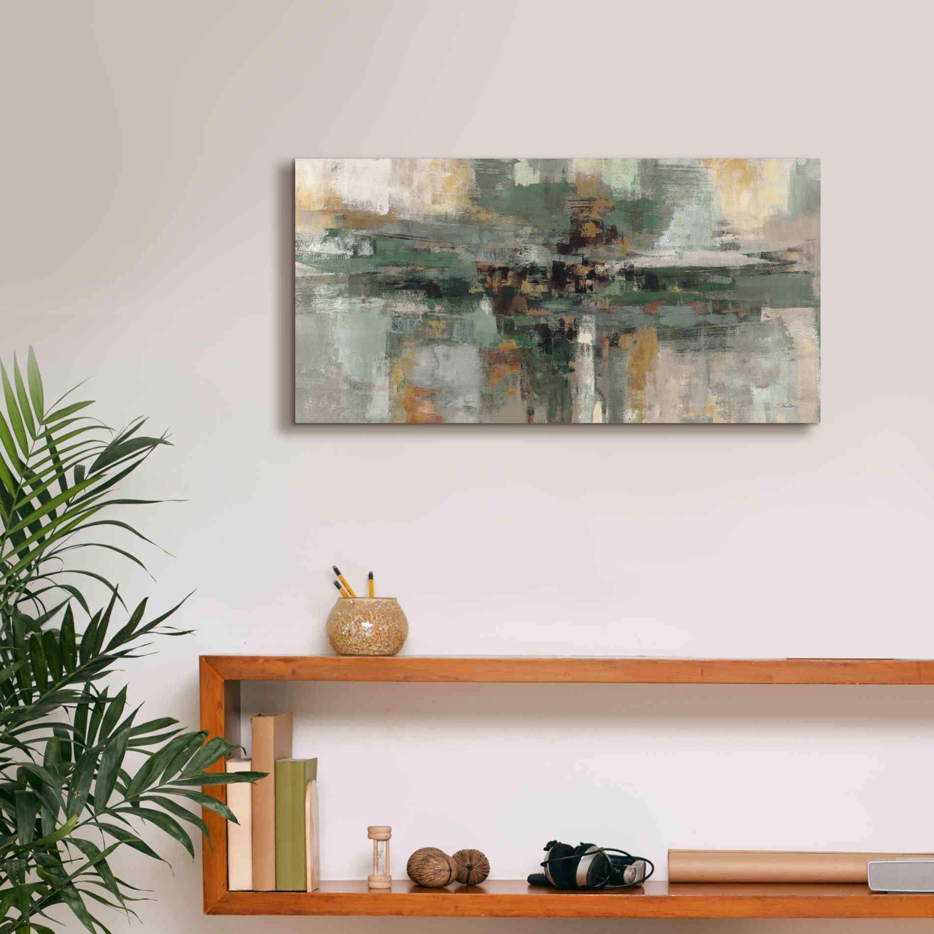 'Morning Fjord Rifle Green' by Silvia Vassileva, Canvas Wall Art,24 x 12