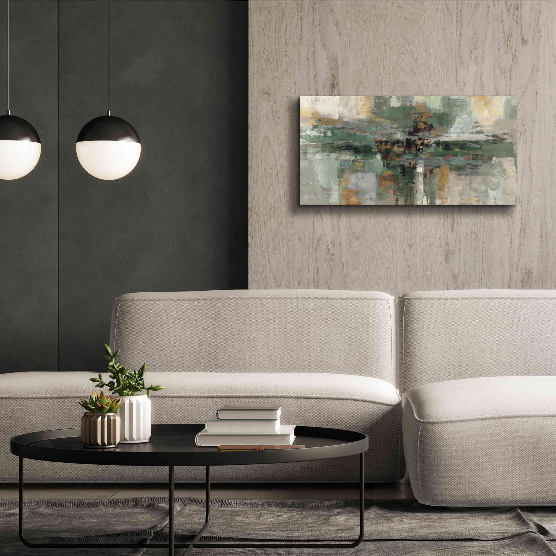 'Morning Fjord Rifle Green' by Silvia Vassileva, Canvas Wall Art,40 x 20