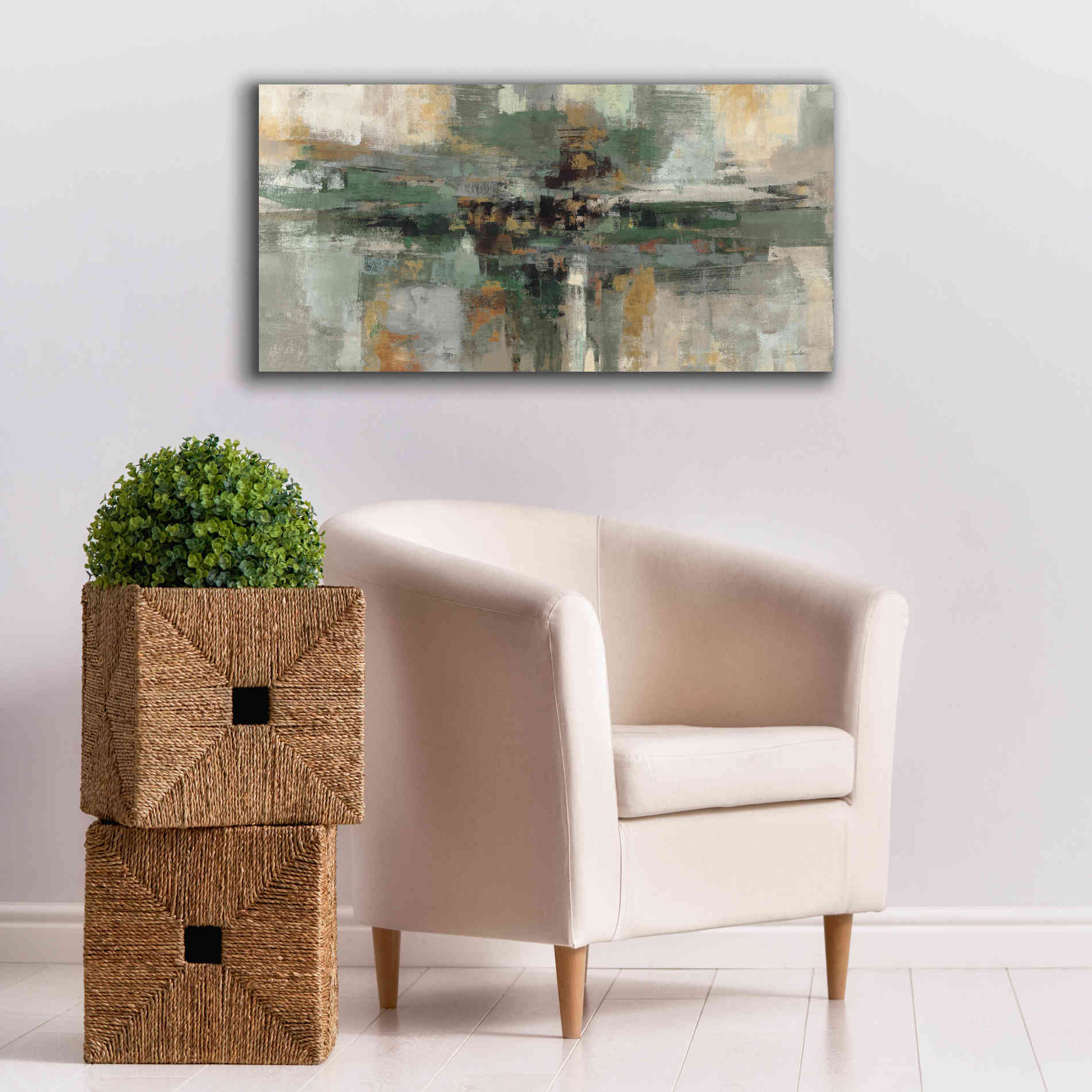 'Morning Fjord Rifle Green' by Silvia Vassileva, Canvas Wall Art,40 x 20