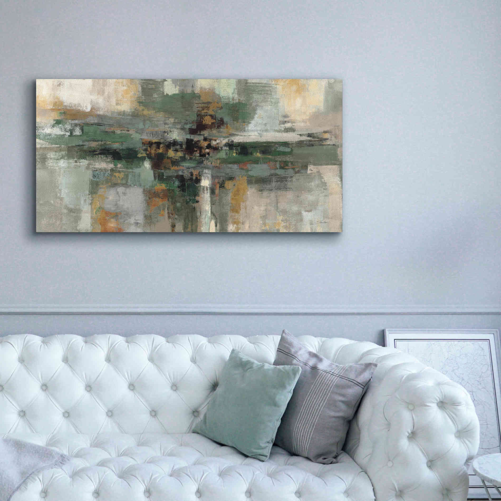 'Morning Fjord Rifle Green' by Silvia Vassileva, Canvas Wall Art,60 x 30