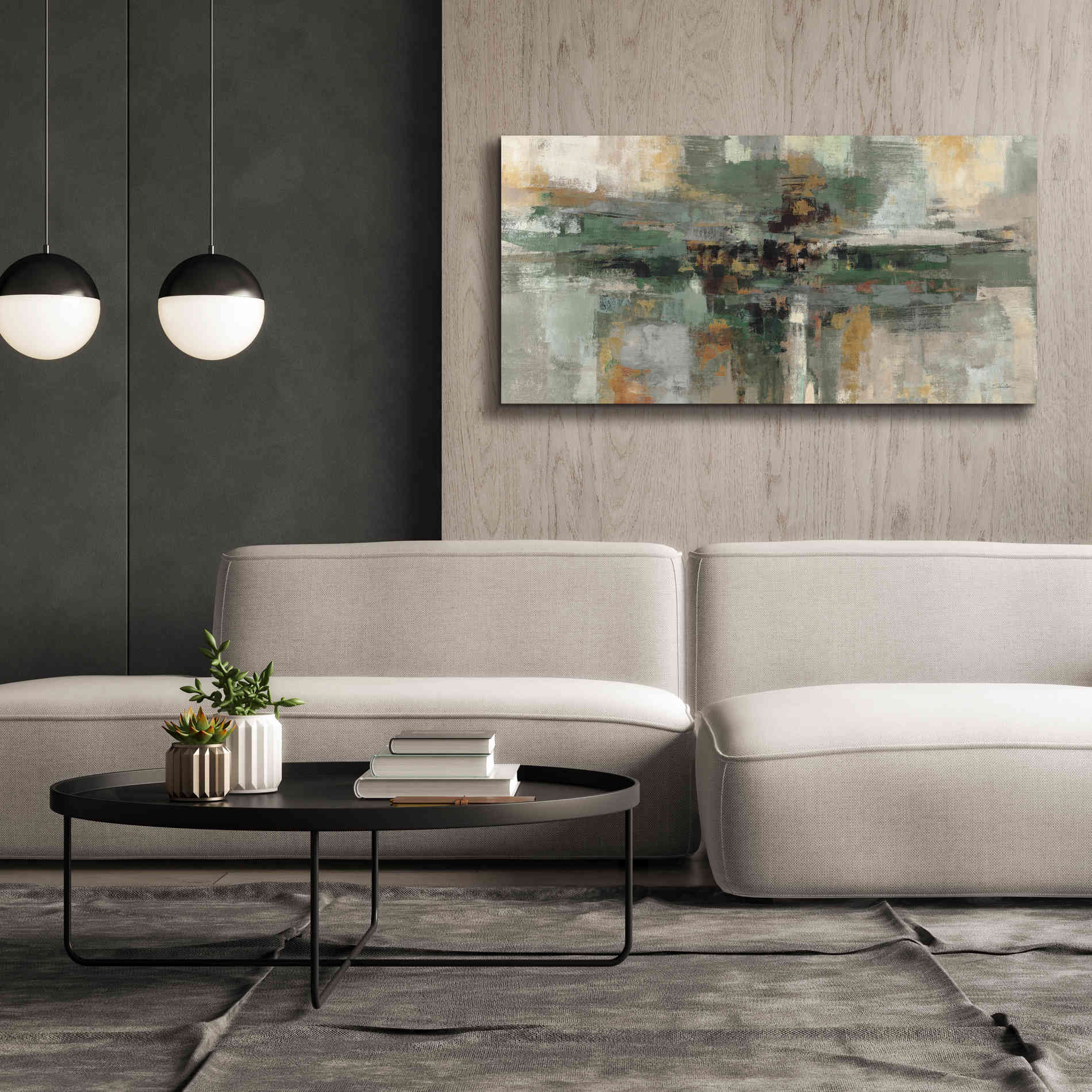 'Morning Fjord Rifle Green' by Silvia Vassileva, Canvas Wall Art,60 x 30