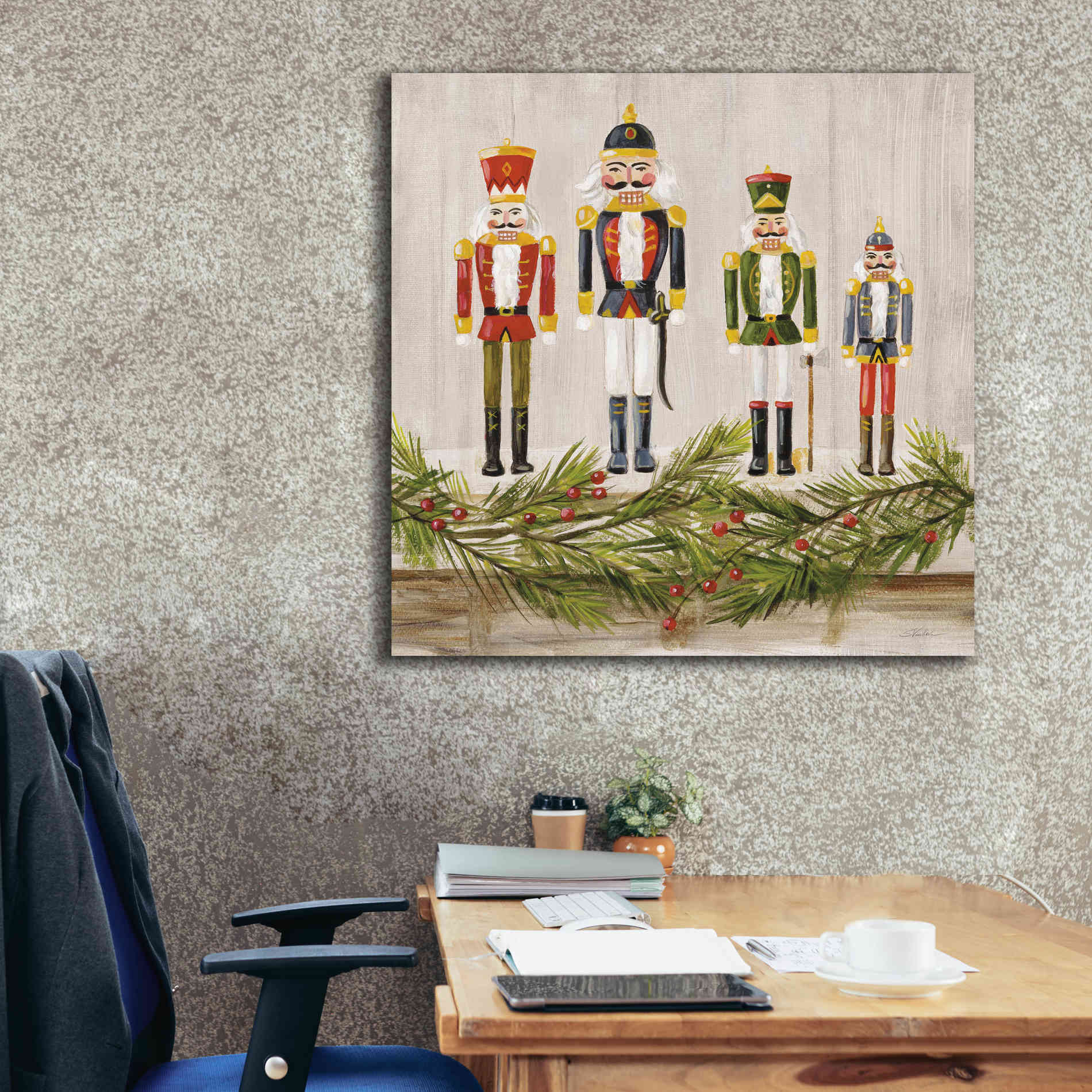 'Nutcrackers on a Mantel' by Silvia Vassileva, Canvas Wall Art,37 x 37