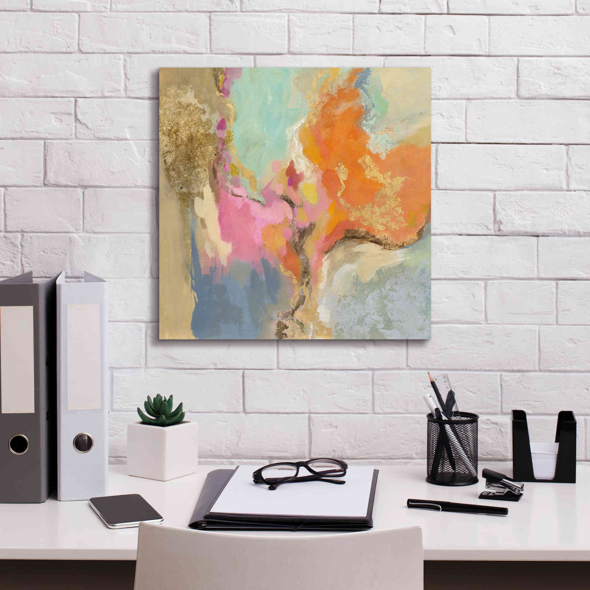 'Tangerine Gold Mid Mod' by Silvia Vassileva, Canvas Wall Art,18 x 18