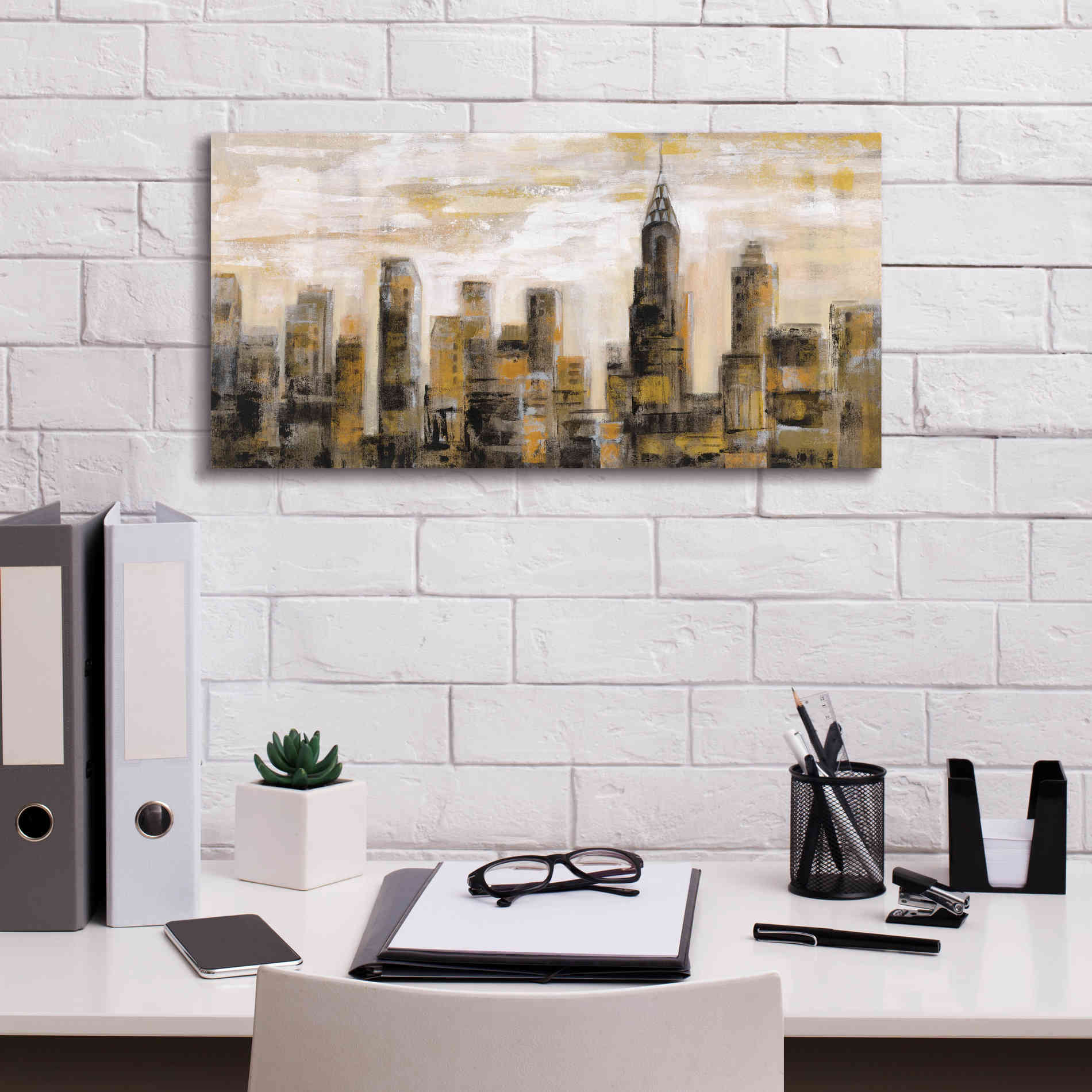'Manhattan Skyline' by Silvia Vassileva, Canvas Wall Art,24 x 12