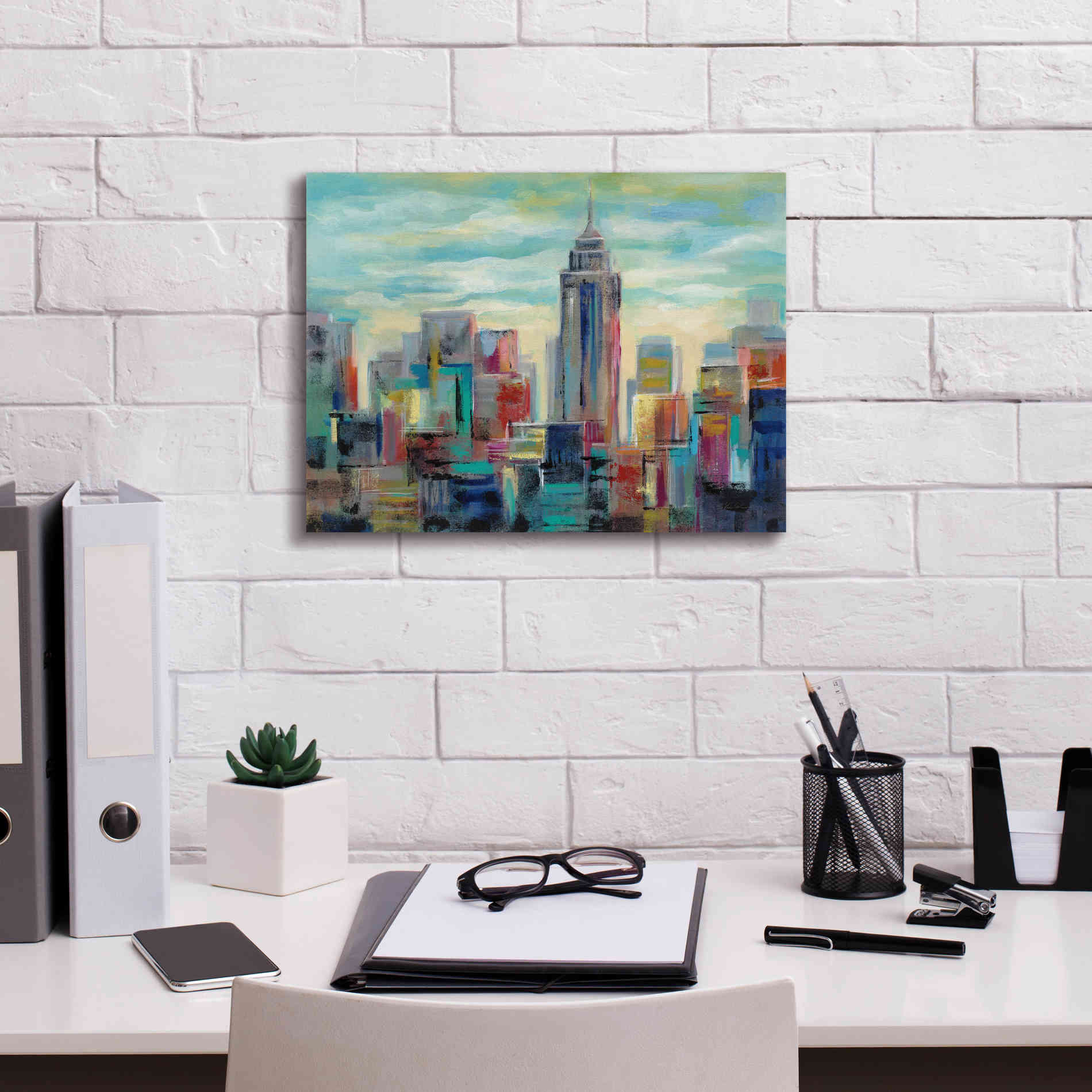 'Colorful Day in Manhattan' by Silvia Vassileva, Canvas Wall Art,16 x 12