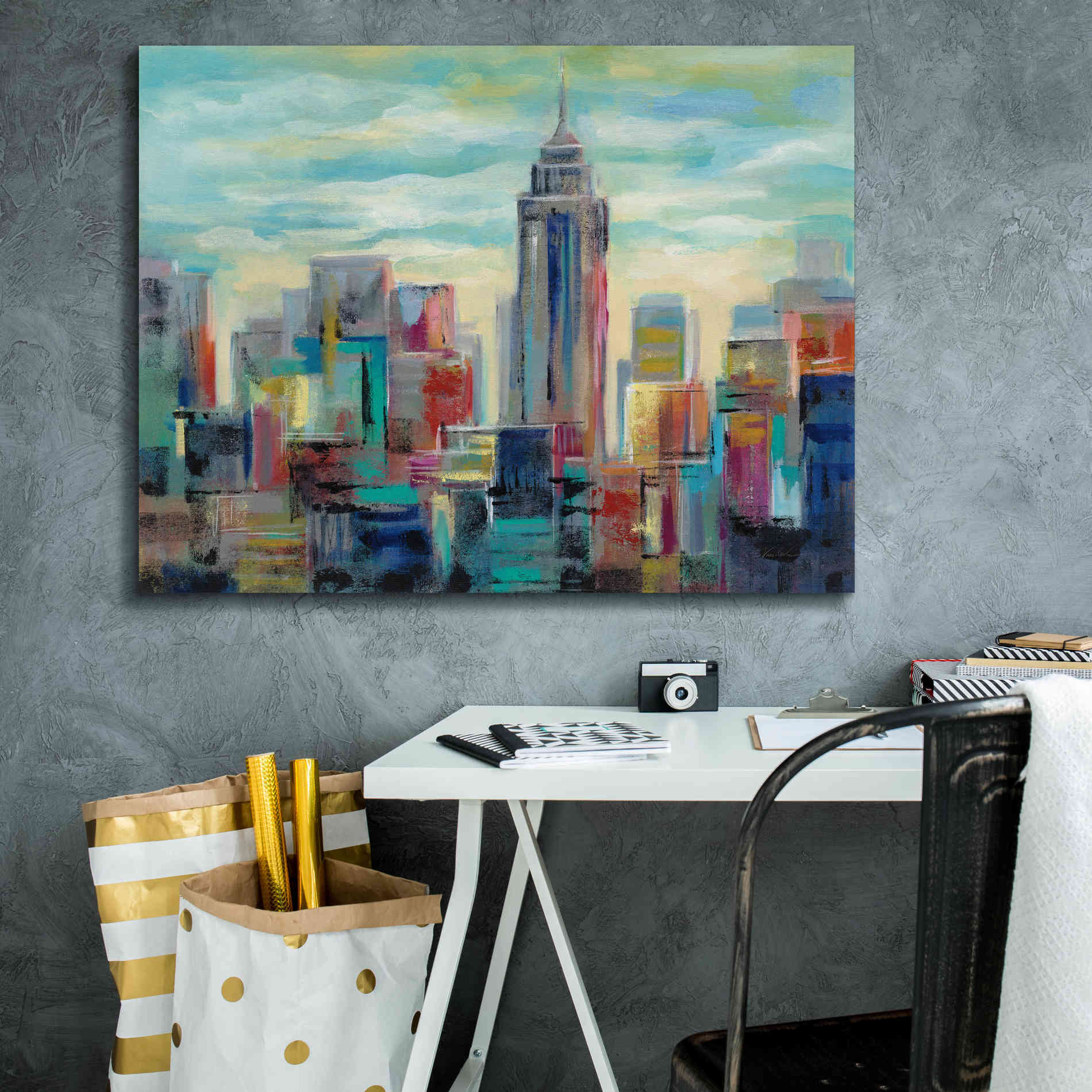 'Colorful Day in Manhattan' by Silvia Vassileva, Canvas Wall Art,34 x 26
