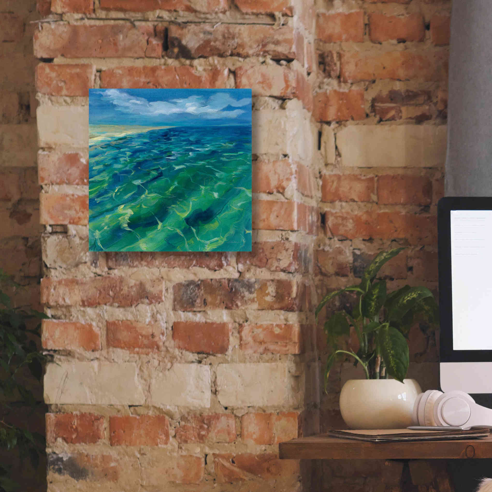 'Sunny Sea Reflections' by Silvia Vassileva, Canvas Wall Art,12 x 12