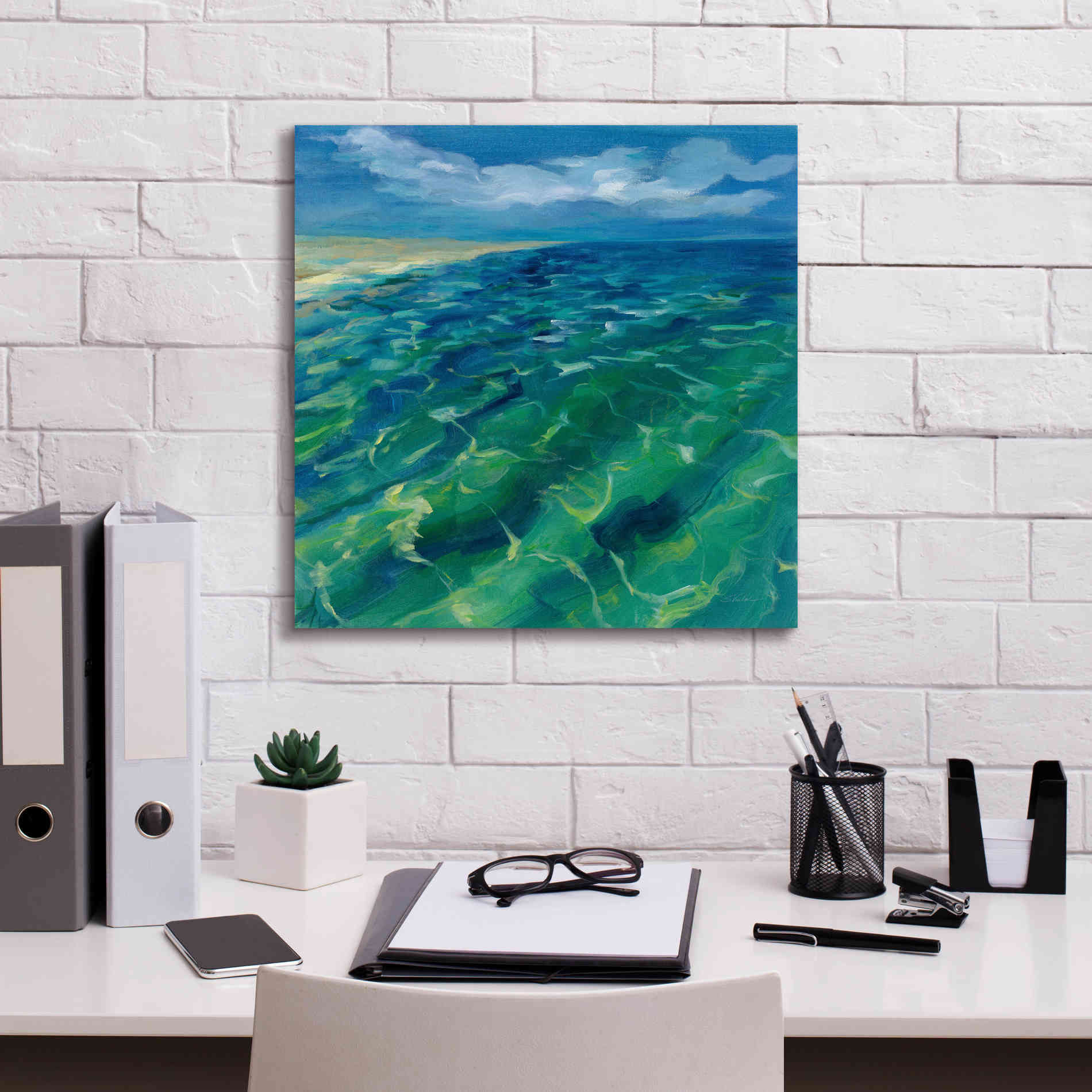 'Sunny Sea Reflections' by Silvia Vassileva, Canvas Wall Art,18 x 18