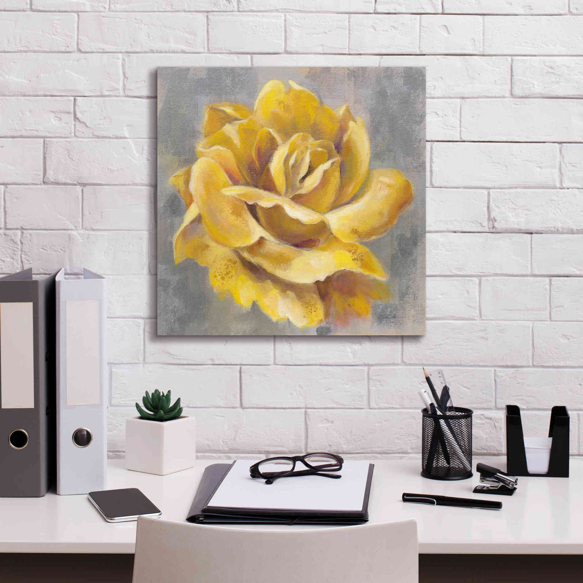 'Yellow Roses I' by Silvia Vassileva, Canvas Wall Art,18 x 18