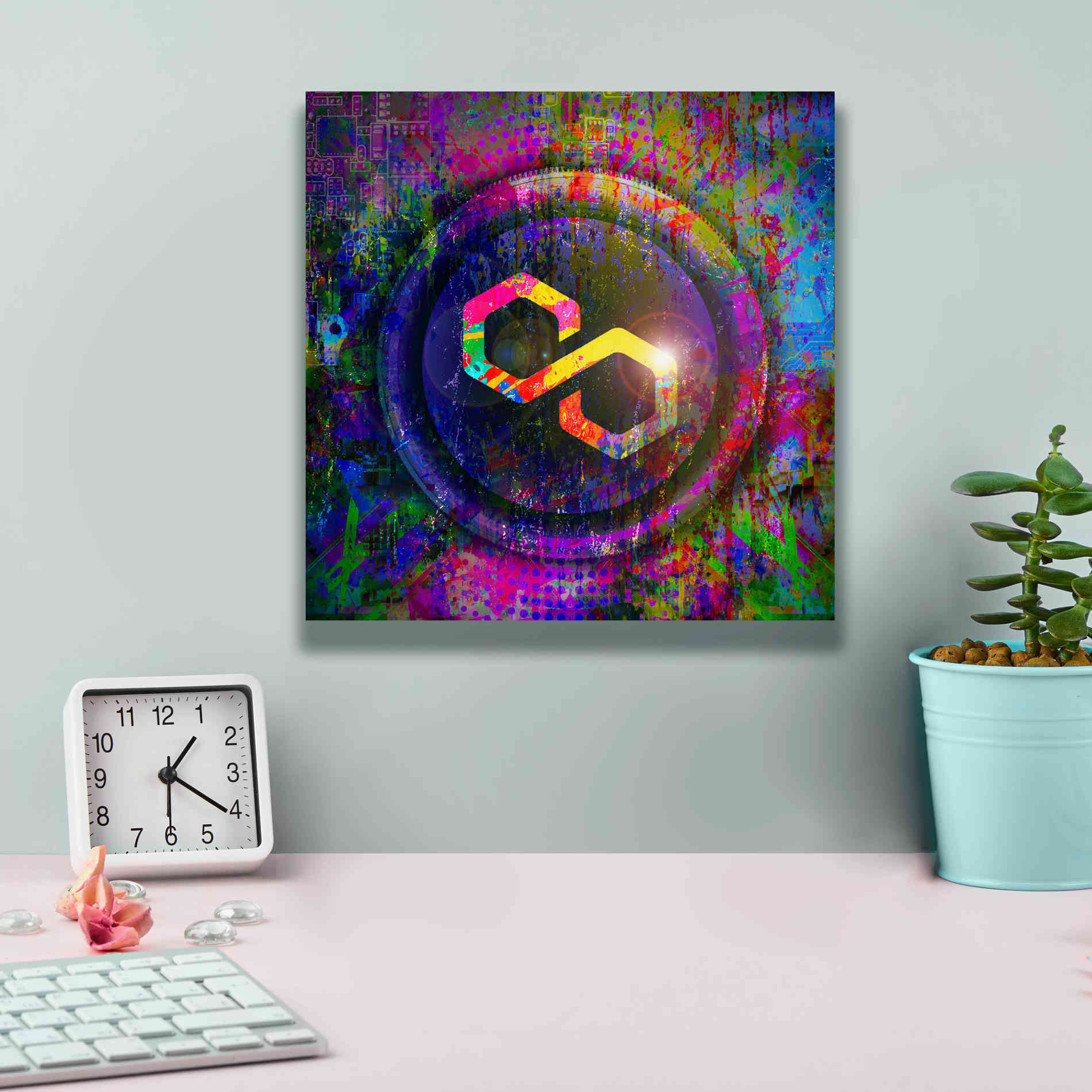 'MATIC Polygon Crypto,' Canvas Wall Art,12 x 12