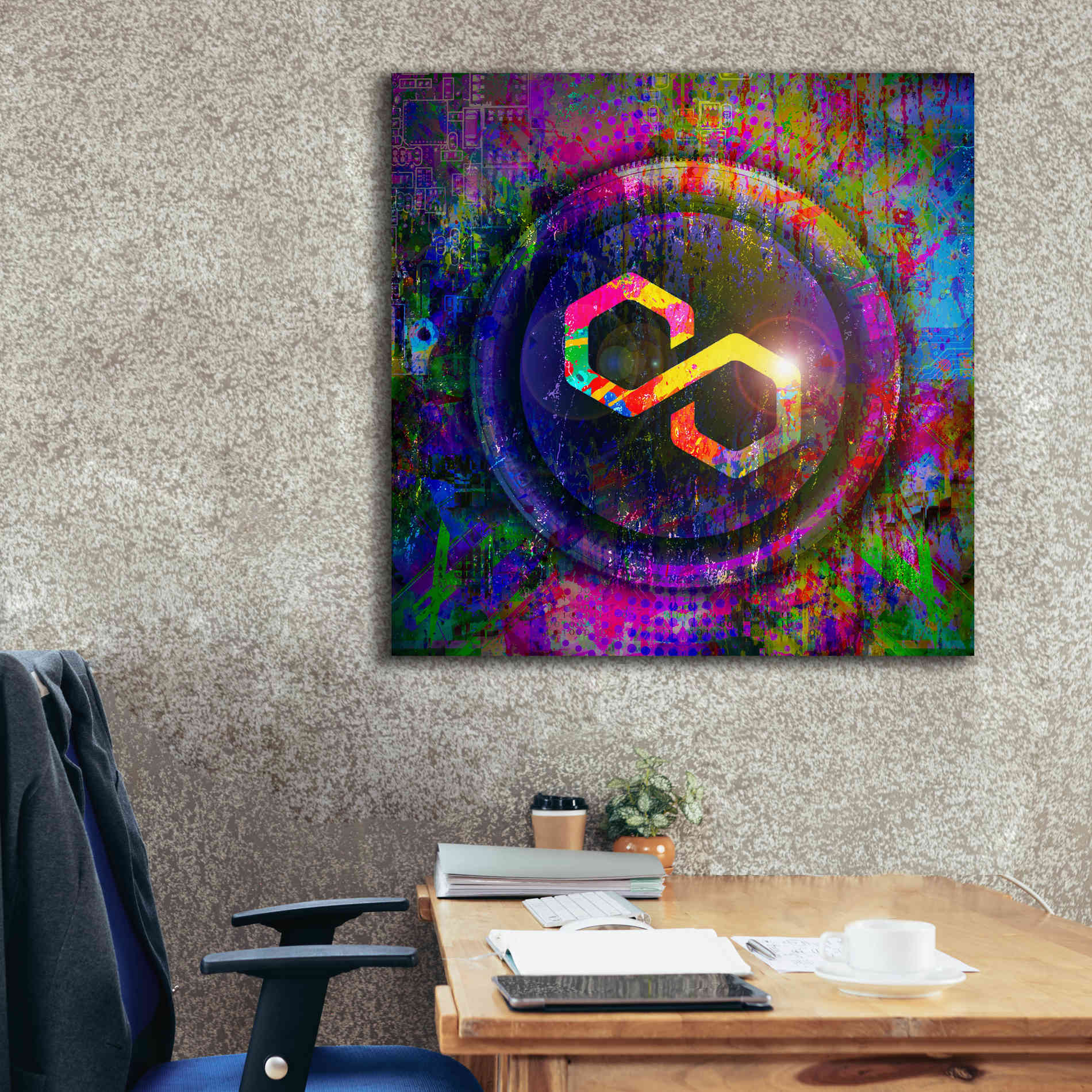 'MATIC Polygon Crypto,' Canvas Wall Art,37 x 37