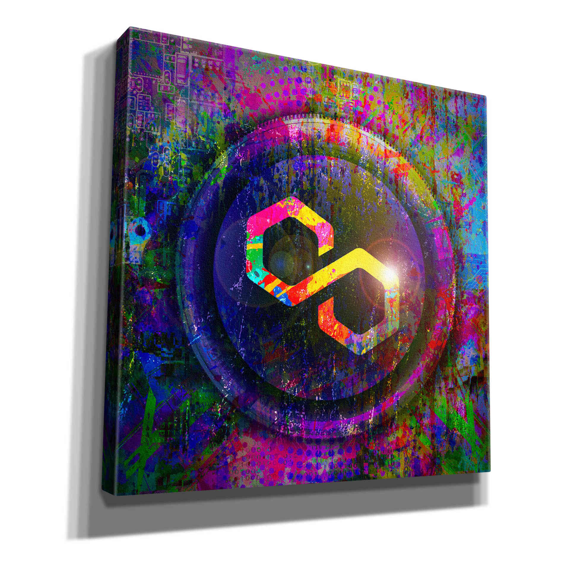 'MATIC Polygon Crypto,' Canvas Wall Art,12x12x1.1x0,18x18x1.1x0,26x26x1.74x0,37x37x1.74x0