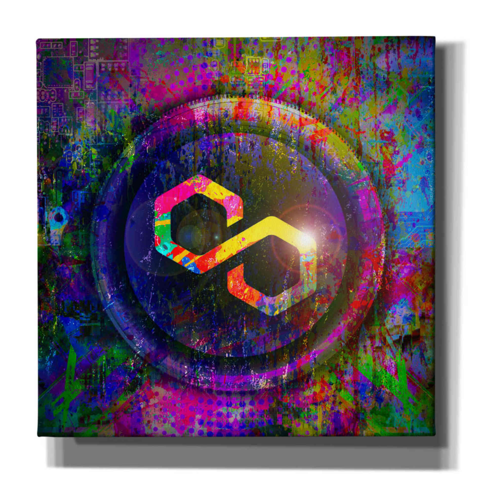 'MATIC Polygon Crypto,' Canvas Wall Art,12x12x1.1x0,18x18x1.1x0,26x26x1.74x0,37x37x1.74x0