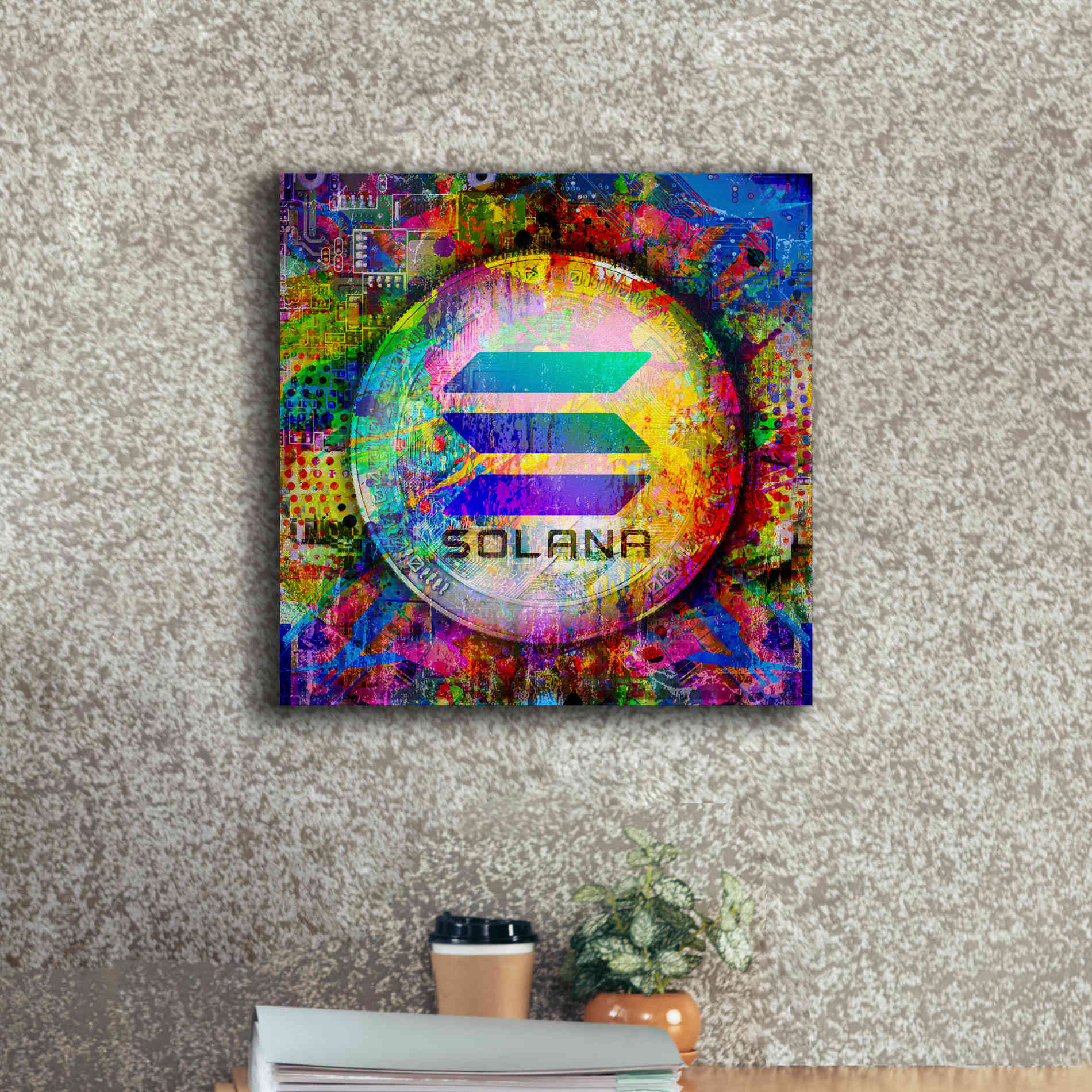 'SOL Solana Crypto,' Canvas Wall Art,18 x 18