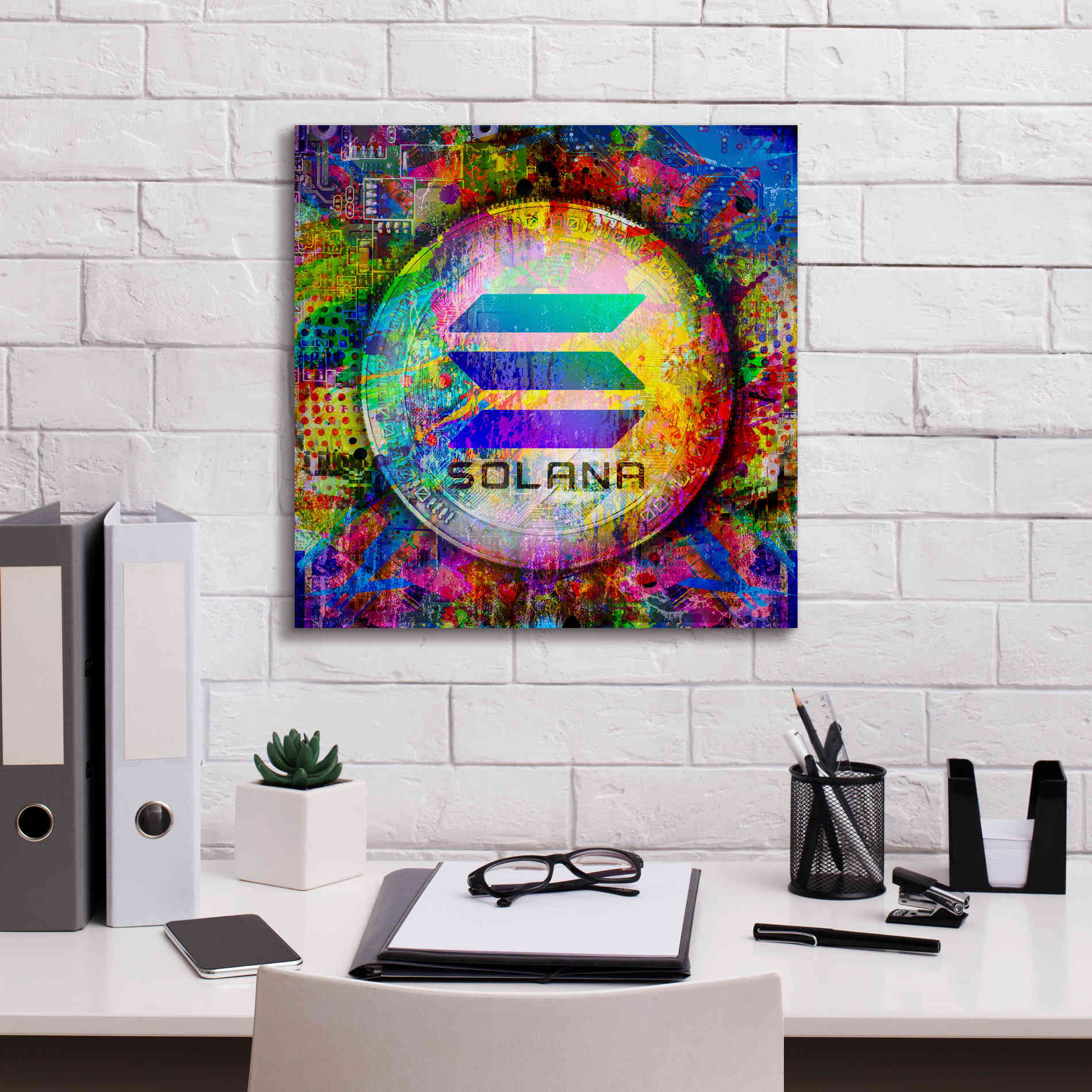 'SOL Solana Crypto,' Canvas Wall Art,18 x 18
