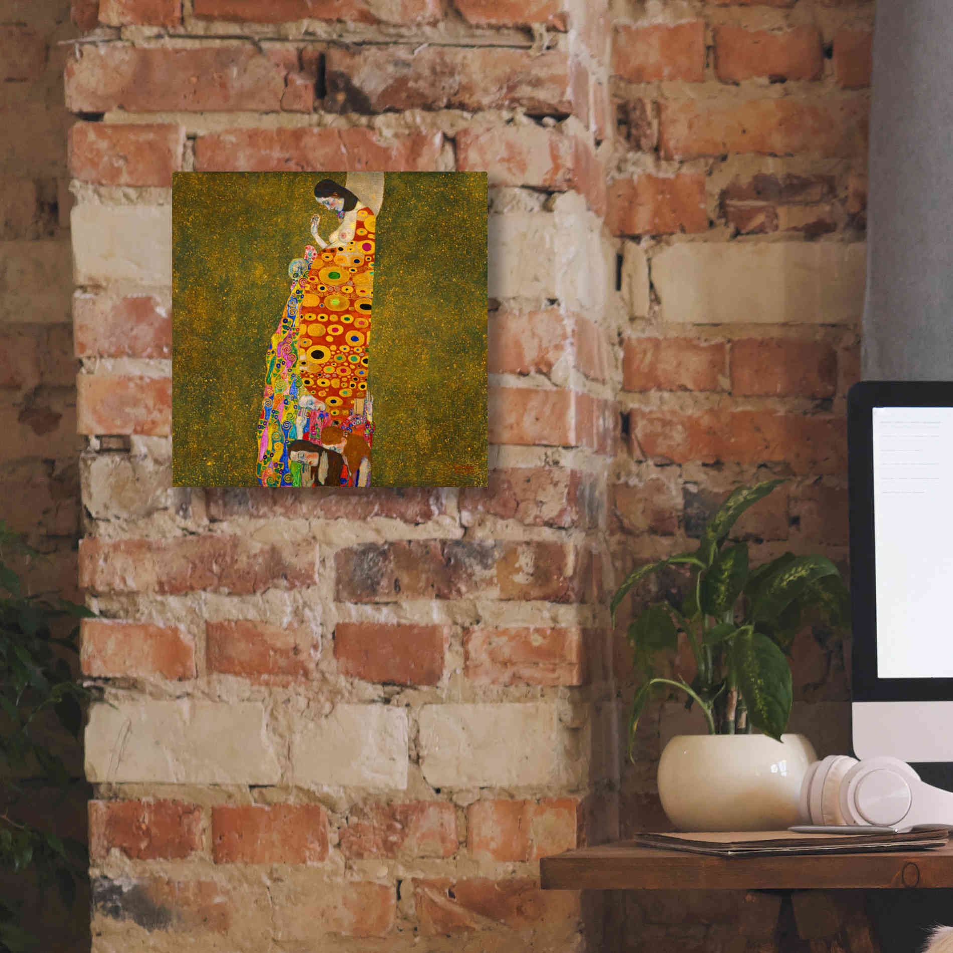 Epic Art 'Hope II' by Gustav Klimt, Canvas Wall Art,12 x 12