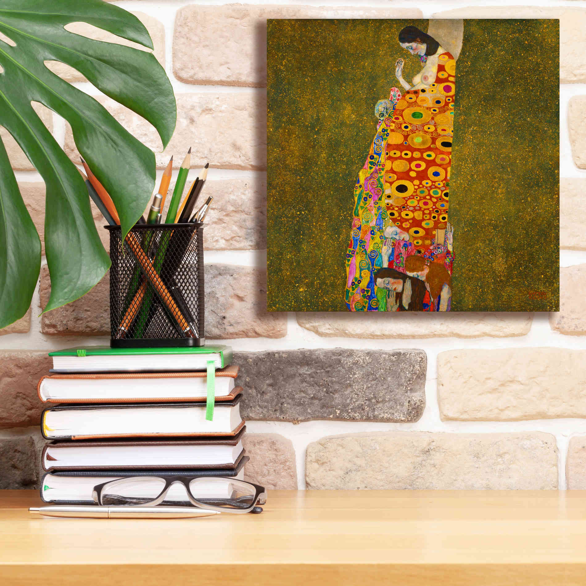 Epic Art 'Hope II' by Gustav Klimt, Canvas Wall Art,12 x 12