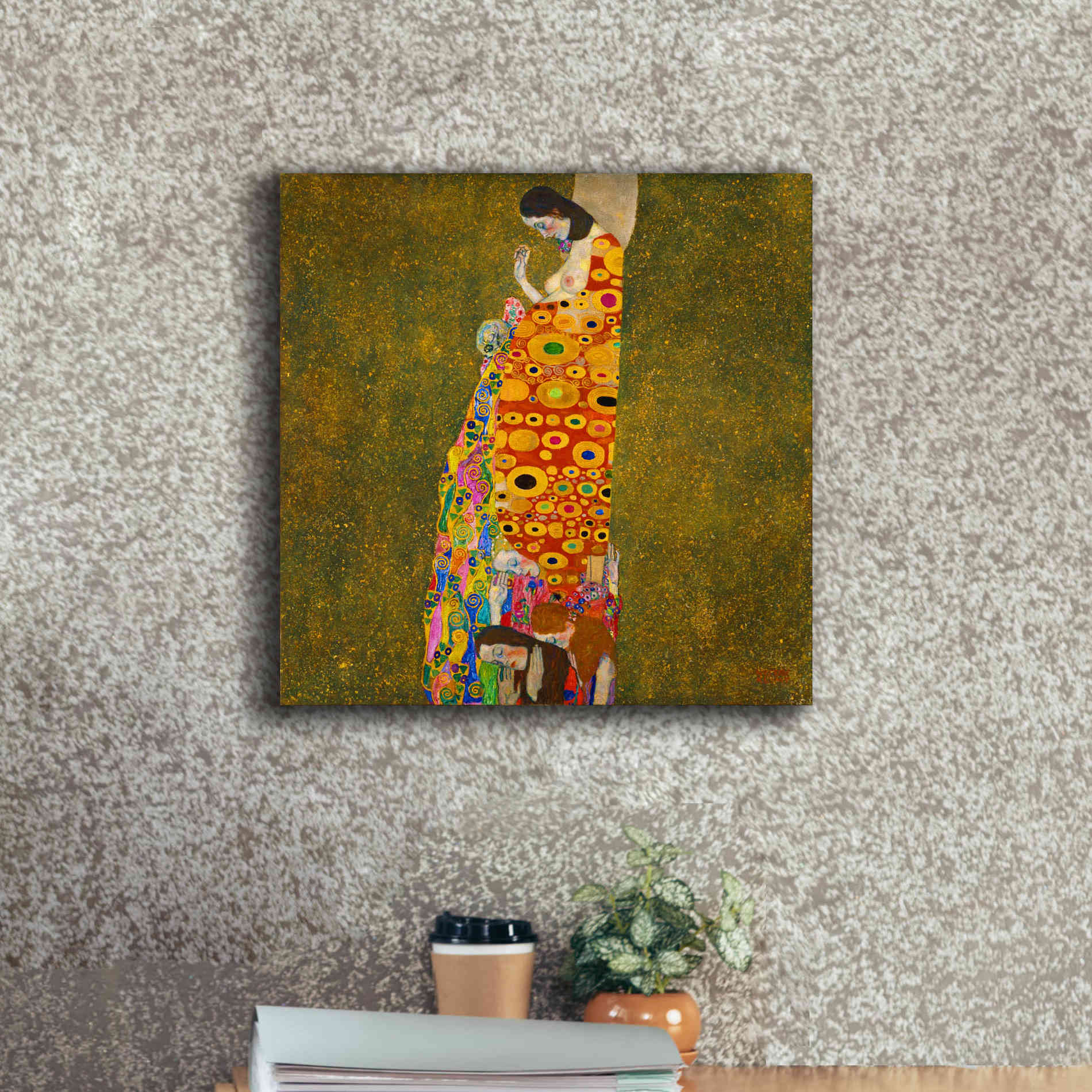 Epic Art 'Hope II' by Gustav Klimt, Canvas Wall Art,18 x 18