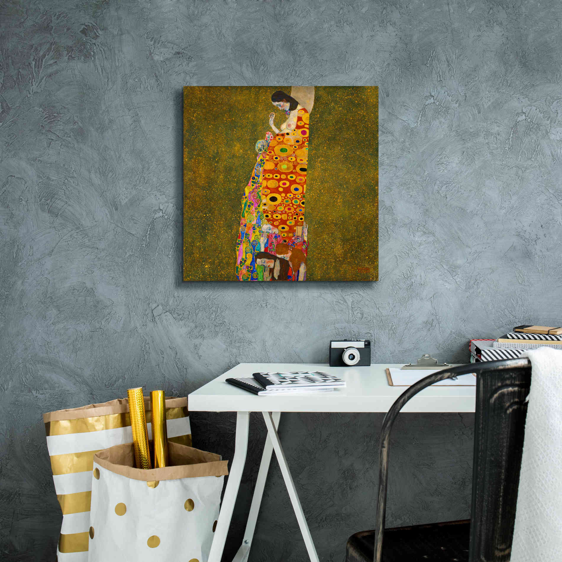 Epic Art 'Hope II' by Gustav Klimt, Canvas Wall Art,18 x 18