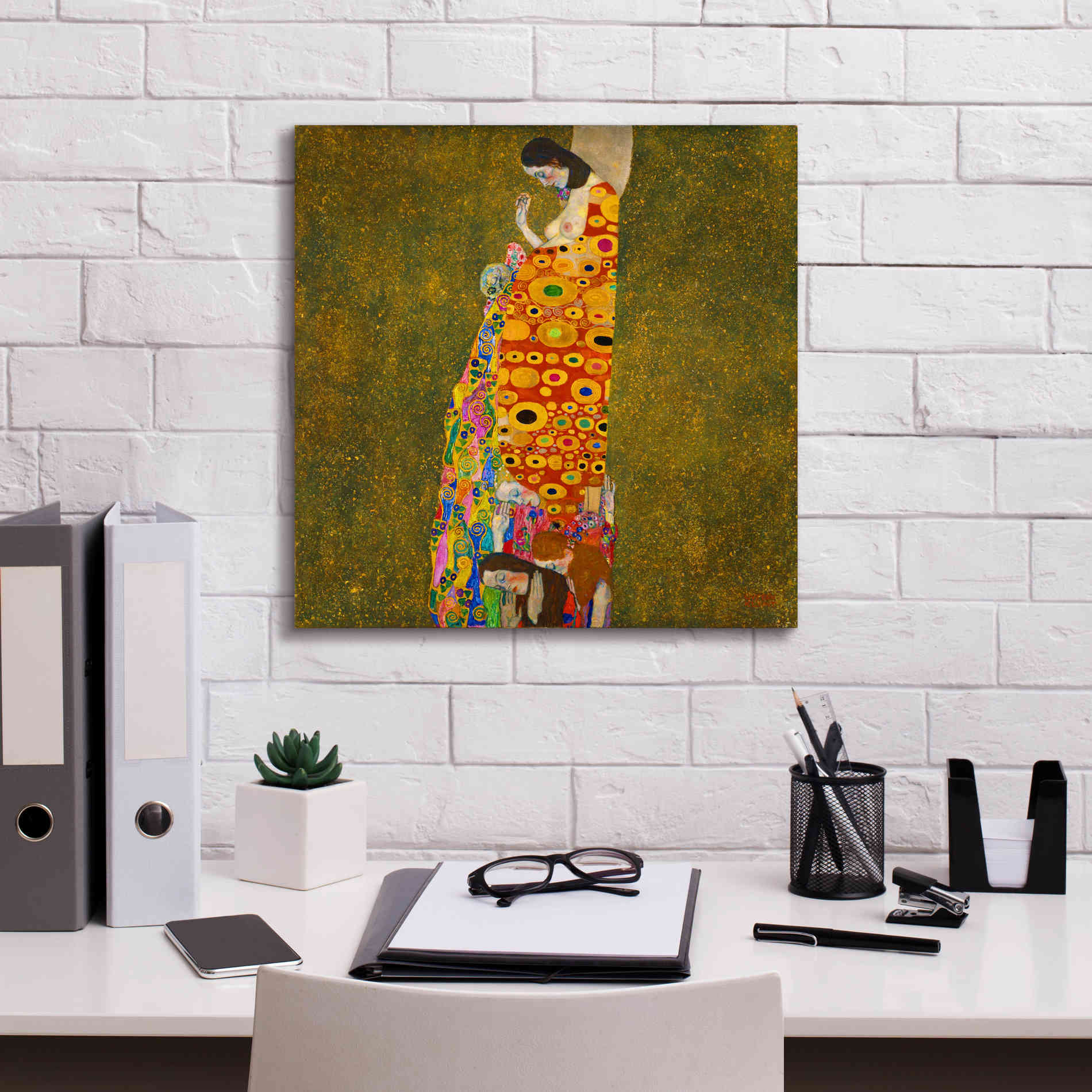Epic Art 'Hope II' by Gustav Klimt, Canvas Wall Art,18 x 18