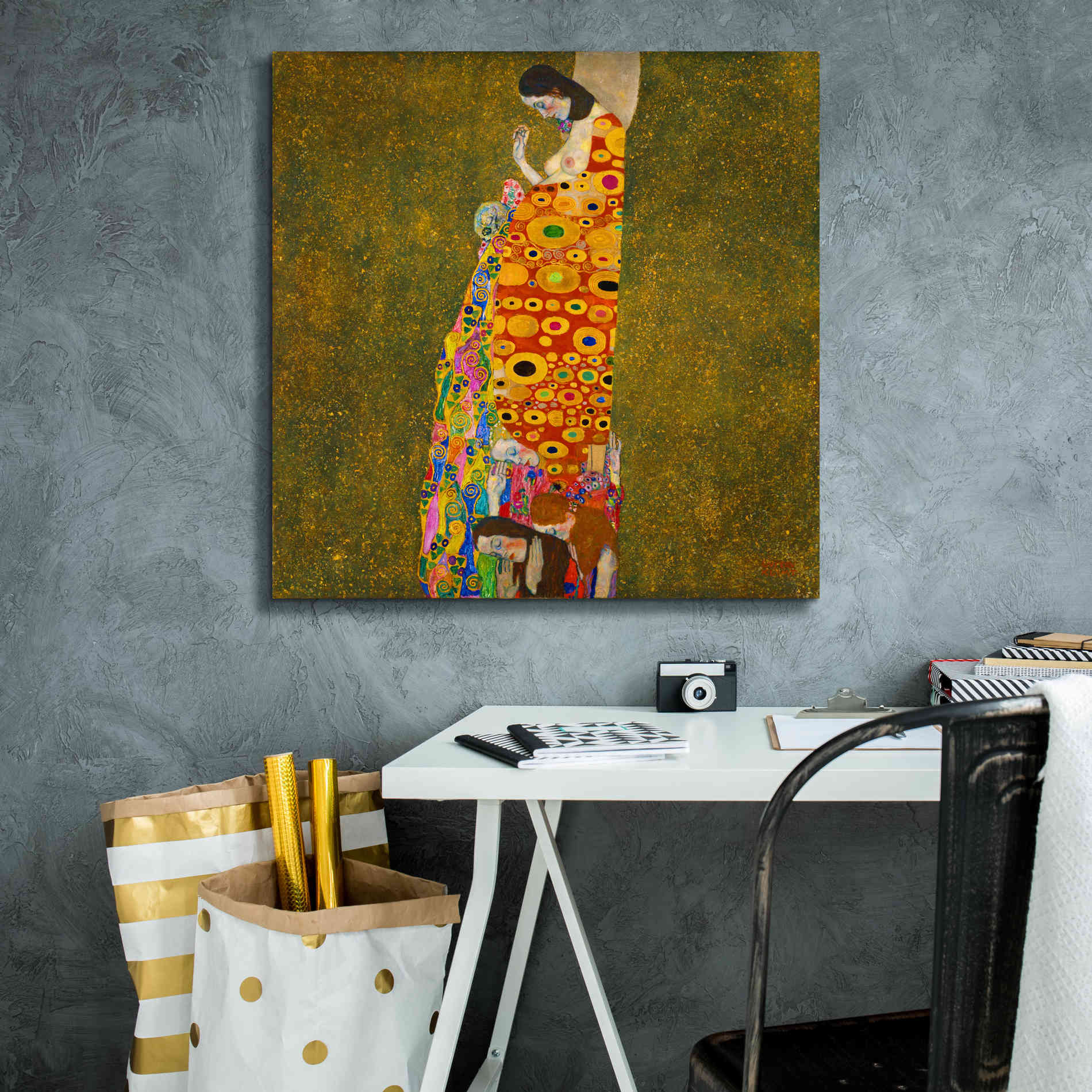 Epic Art 'Hope II' by Gustav Klimt, Canvas Wall Art,26 x 26