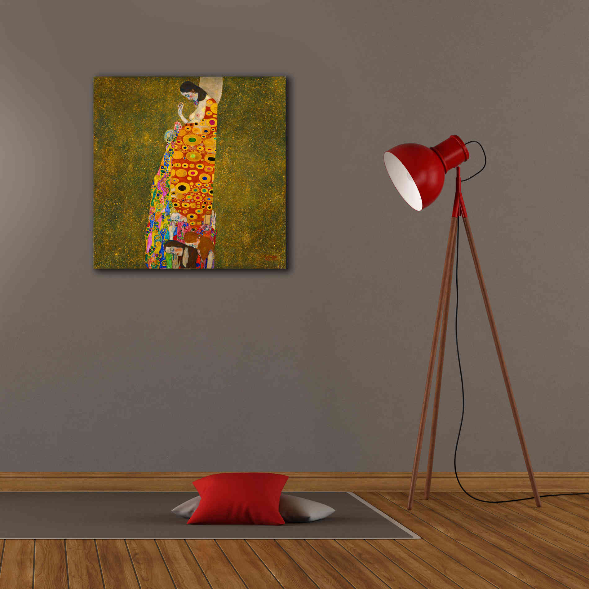 Epic Art 'Hope II' by Gustav Klimt, Canvas Wall Art,26 x 26