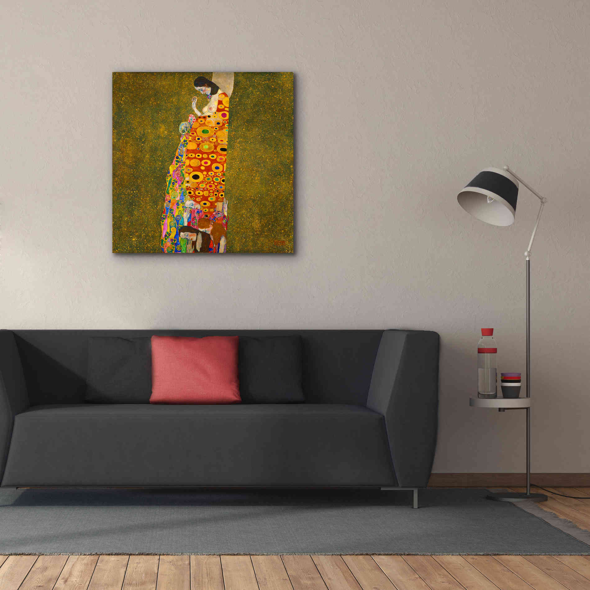Epic Art 'Hope II' by Gustav Klimt, Canvas Wall Art,37 x 37