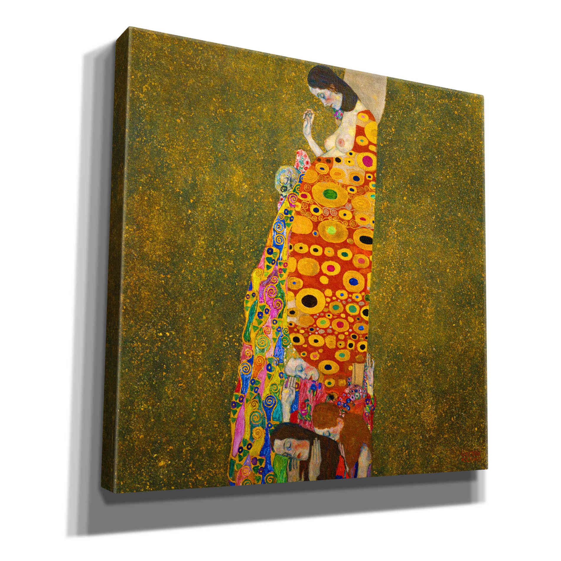 Epic Art 'Hope II' by Gustav Klimt, Canvas Wall Art,12x12x1.1x0,18x18x1.1x0,26x26x1.74x0,37x37x1.74x0