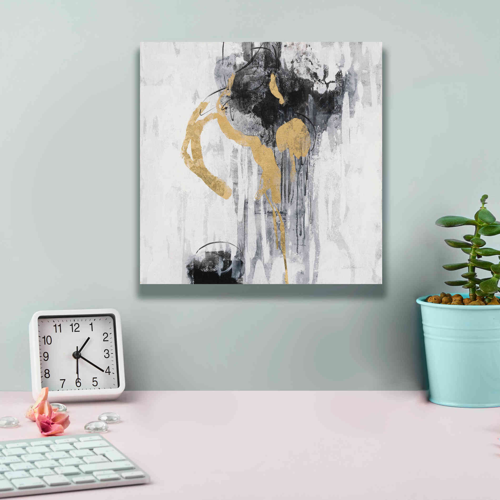 Epic Art 'Golden Rain I' by Silvia Vassileva, Canvas Wall Art,12 x 12
