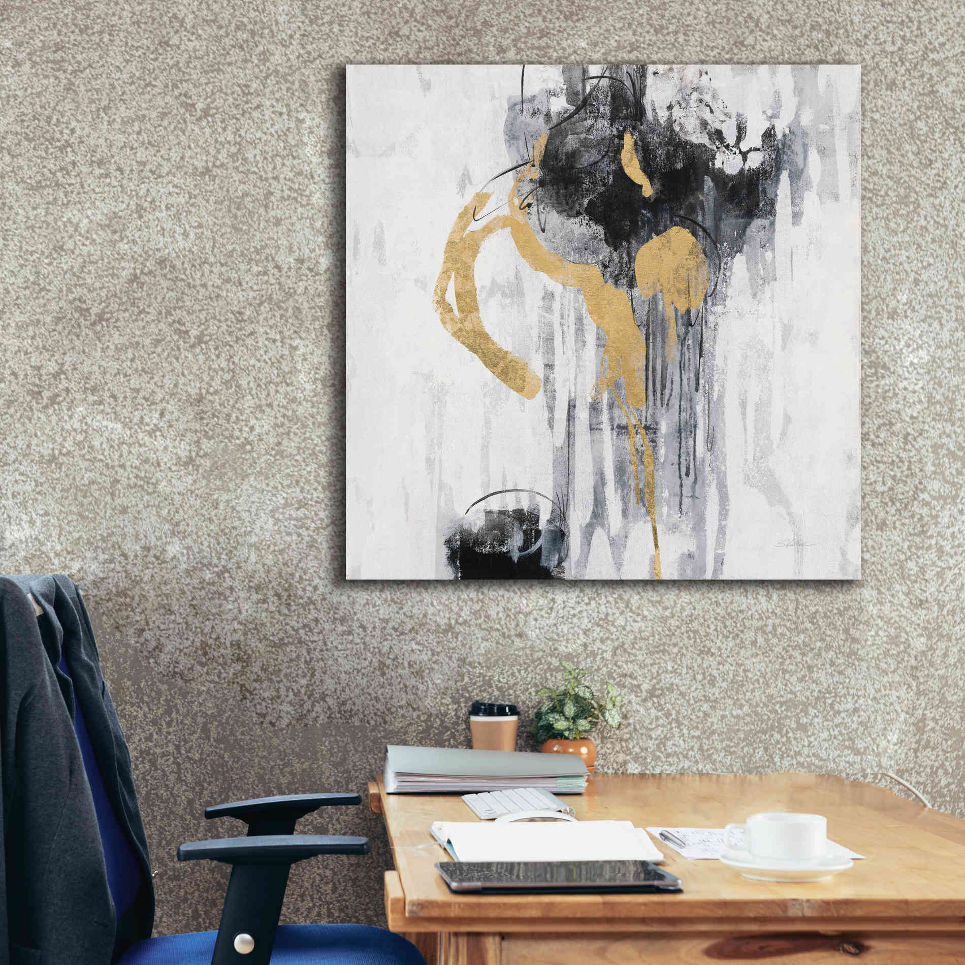 Epic Art 'Golden Rain I' by Silvia Vassileva, Canvas Wall Art,37 x 37