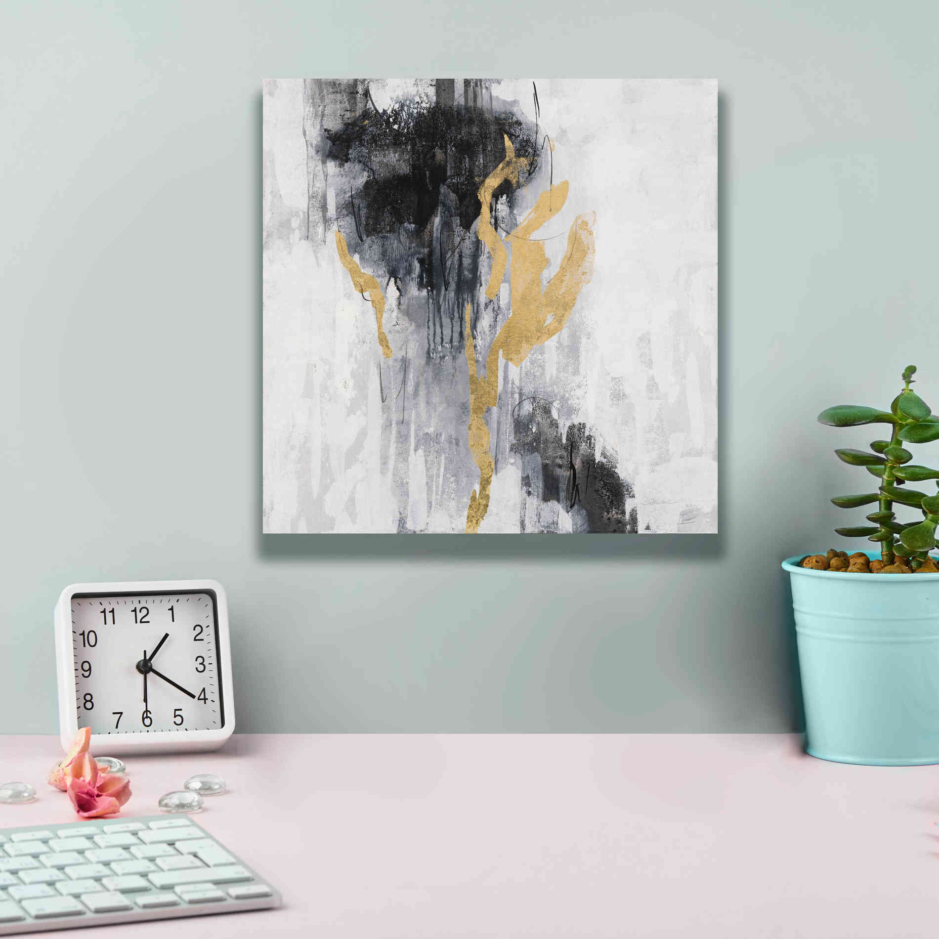Epic Art 'Golden Rain II' by Silvia Vassileva, Canvas Wall Art,12 x 12