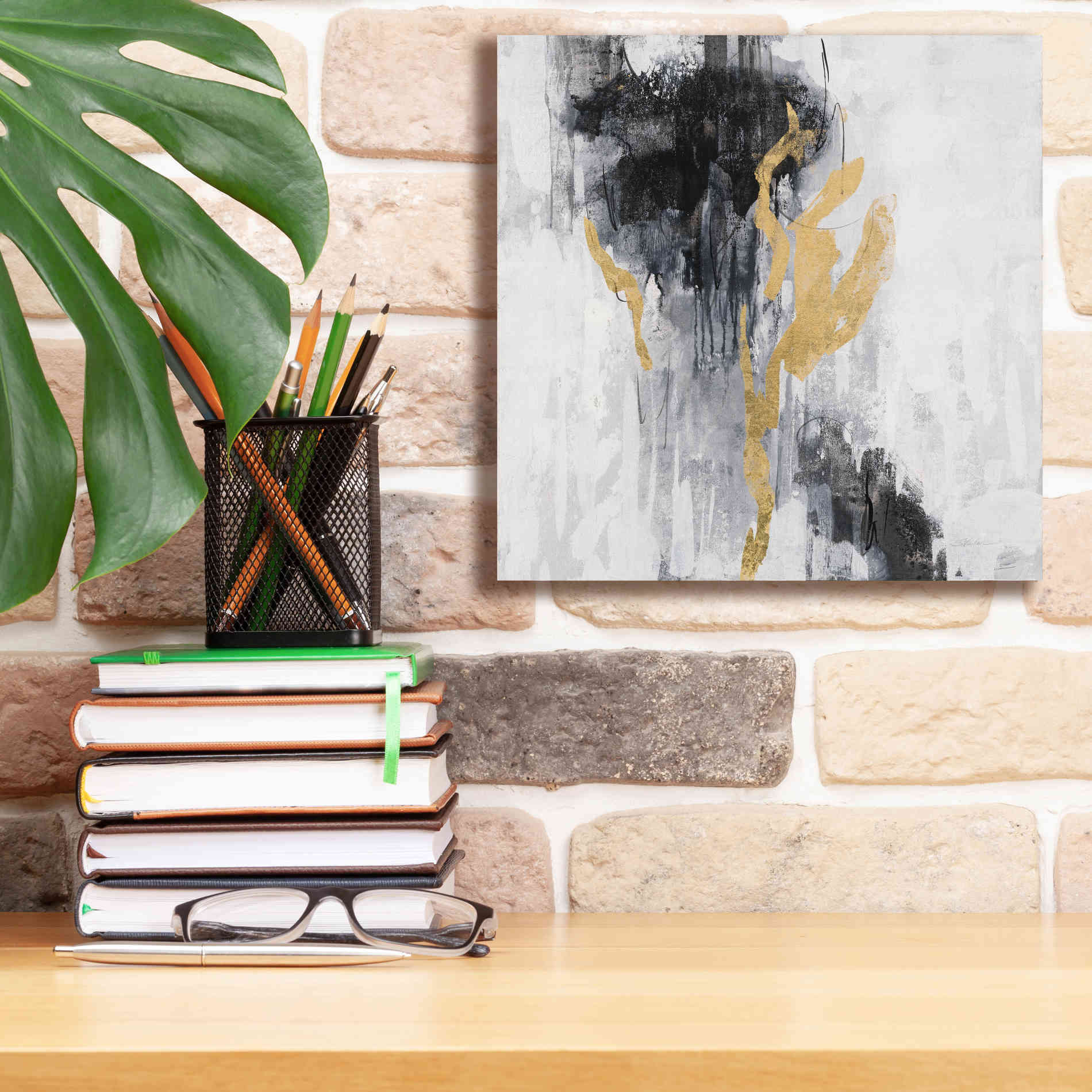 Epic Art 'Golden Rain II' by Silvia Vassileva, Canvas Wall Art,12 x 12