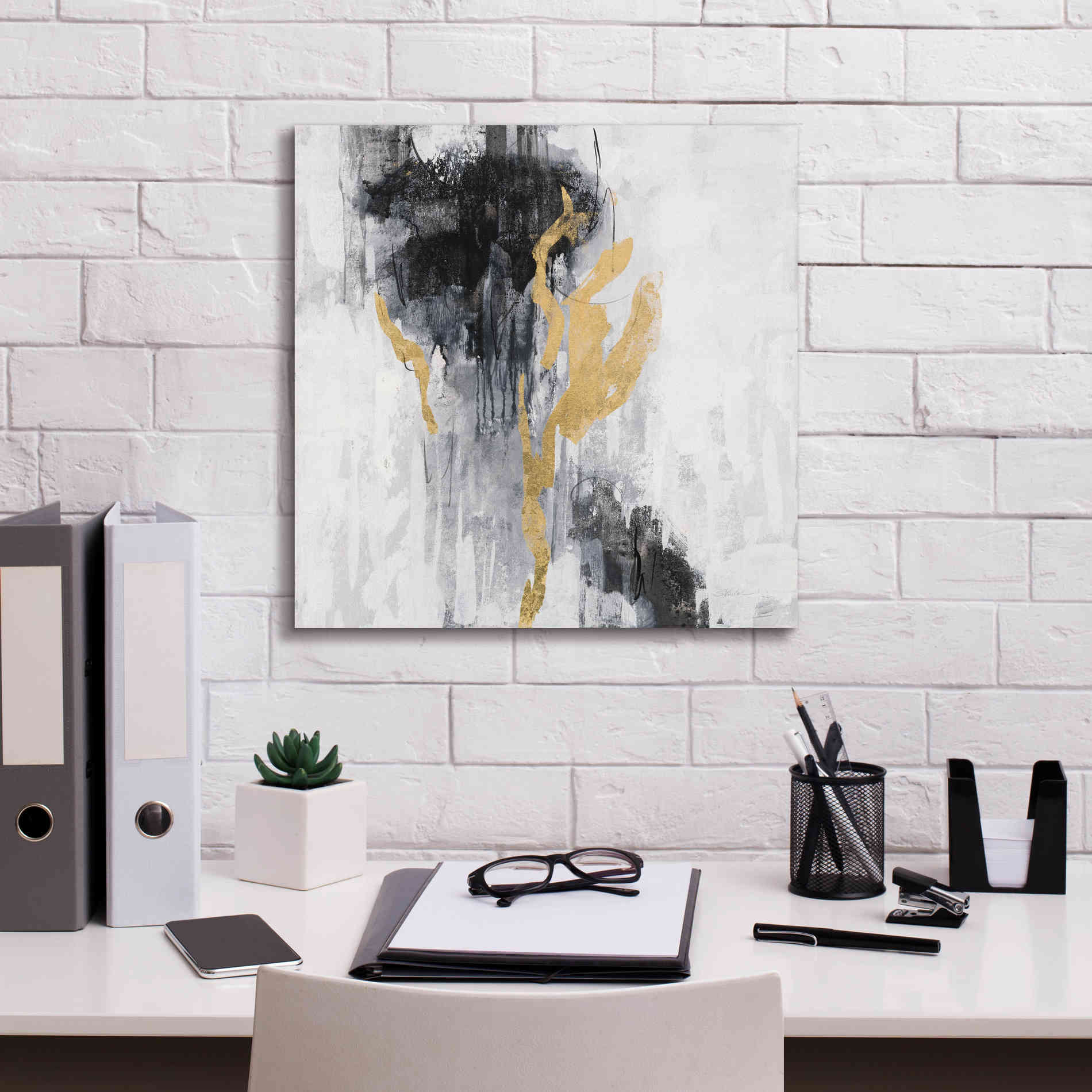 Epic Art 'Golden Rain II' by Silvia Vassileva, Canvas Wall Art,18 x 18