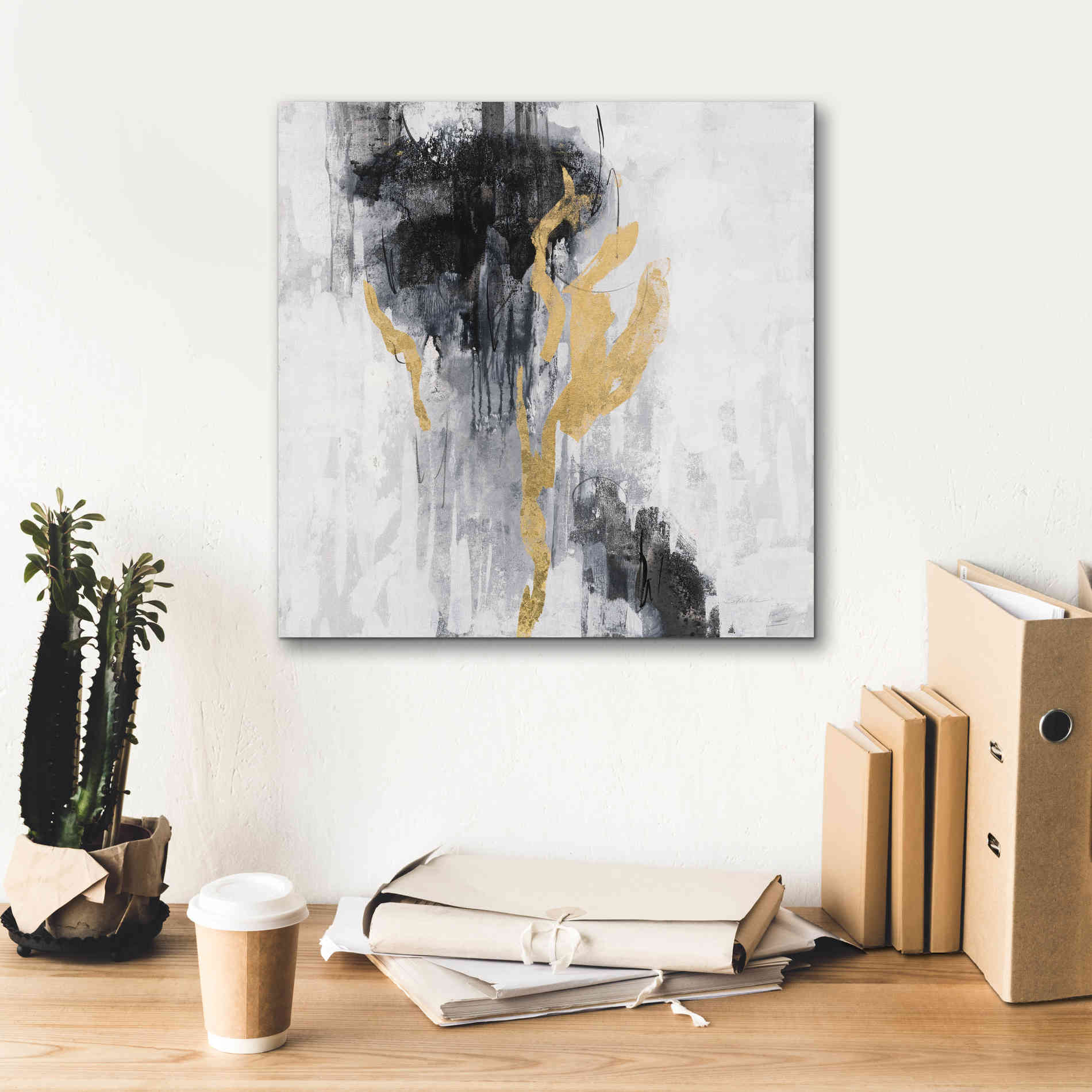 Epic Art 'Golden Rain II' by Silvia Vassileva, Canvas Wall Art,18 x 18