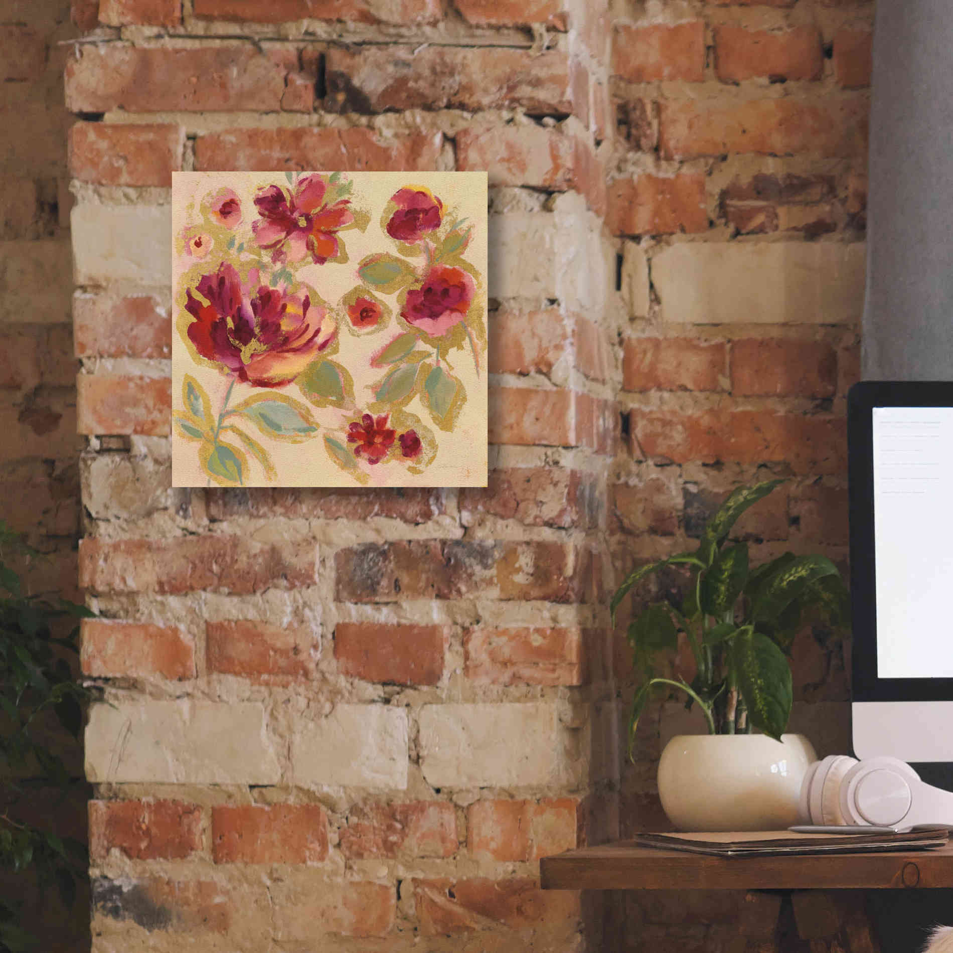 Epic Art 'Gilded Loose Floral I' by Silvia Vassileva, Canvas Wall Art,12 x 12