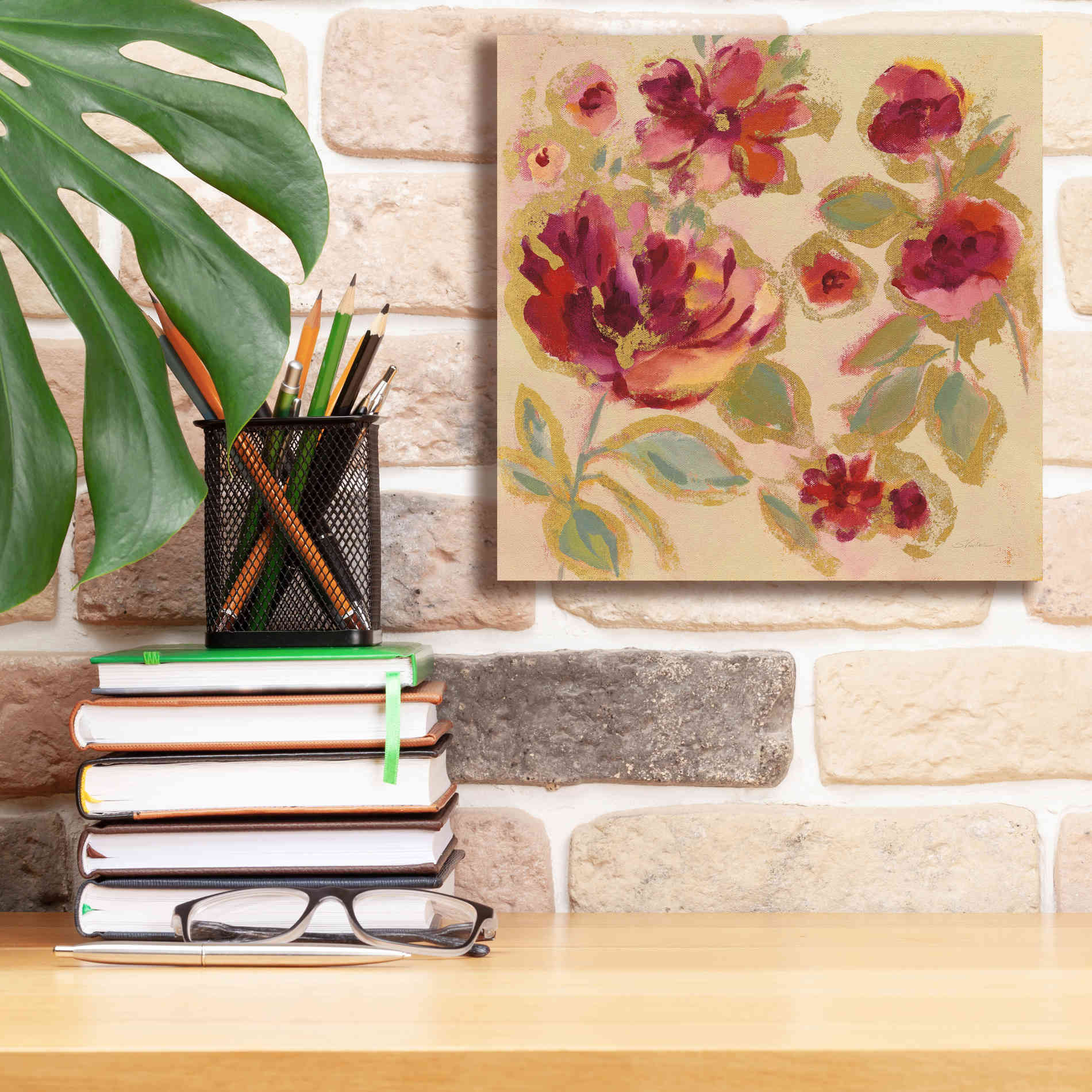 Epic Art 'Gilded Loose Floral I' by Silvia Vassileva, Canvas Wall Art,12 x 12