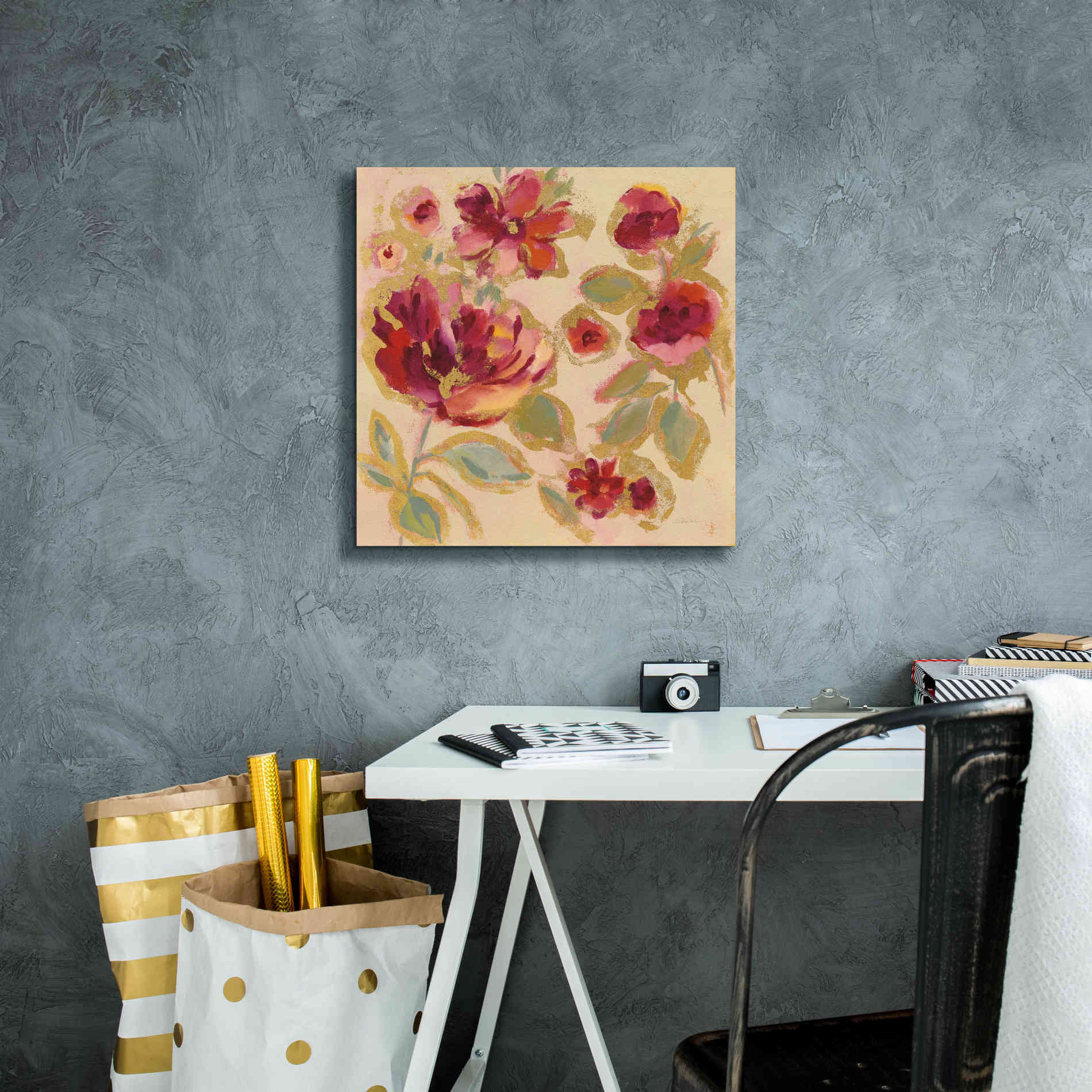 Epic Art 'Gilded Loose Floral I' by Silvia Vassileva, Canvas Wall Art,18 x 18