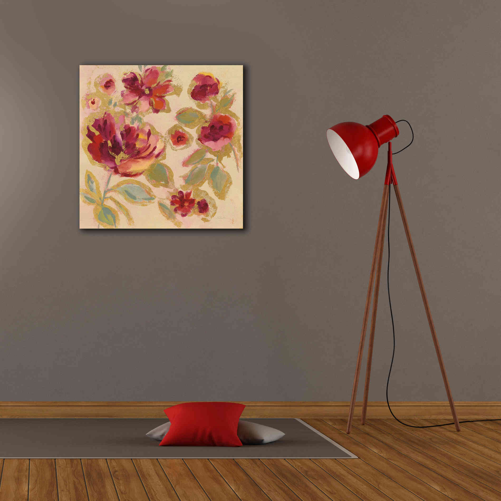 Epic Art 'Gilded Loose Floral I' by Silvia Vassileva, Canvas Wall Art,26 x 26