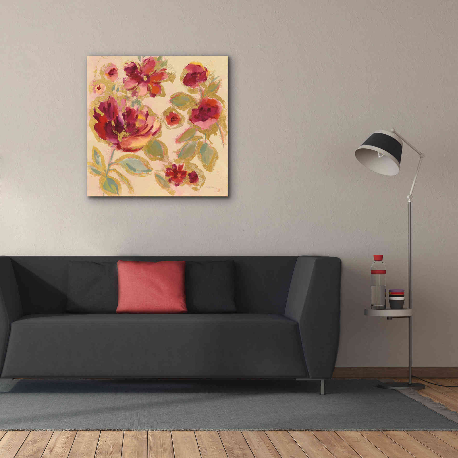 Epic Art 'Gilded Loose Floral I' by Silvia Vassileva, Canvas Wall Art,37 x 37
