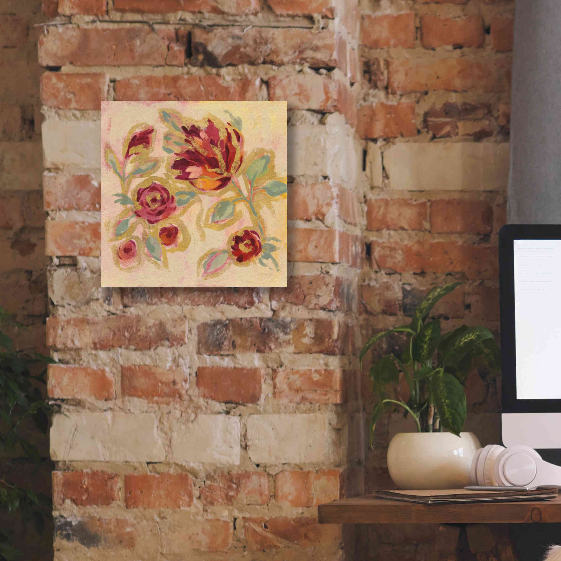 Epic Art 'Gilded Loose Floral II' by Silvia Vassileva, Canvas Wall Art,12 x 12