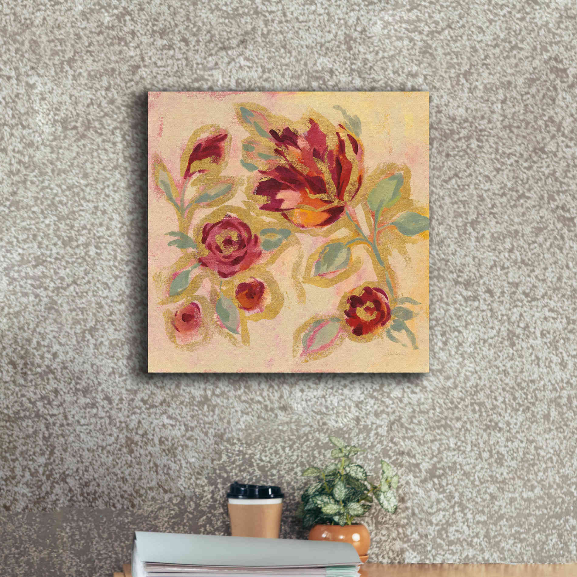Epic Art 'Gilded Loose Floral II' by Silvia Vassileva, Canvas Wall Art,18 x 18